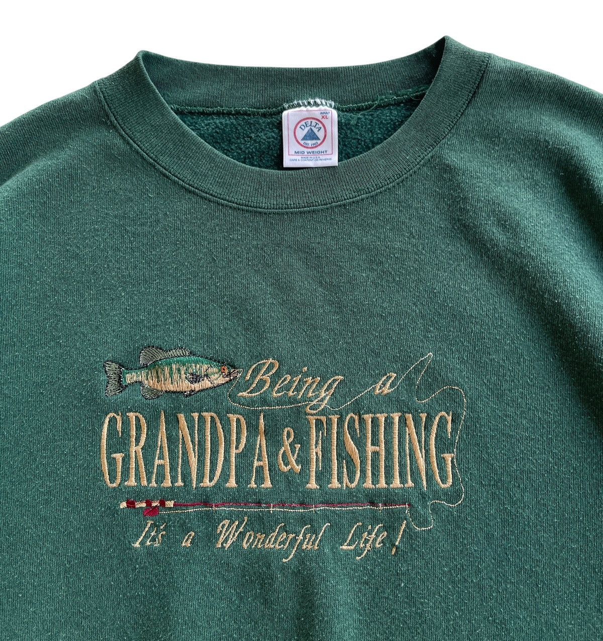 Vintage 1990s Grandpa & Fishing Sunfaded Sweater Size US XL / EU 56 / 4 - 5 Thumbnail