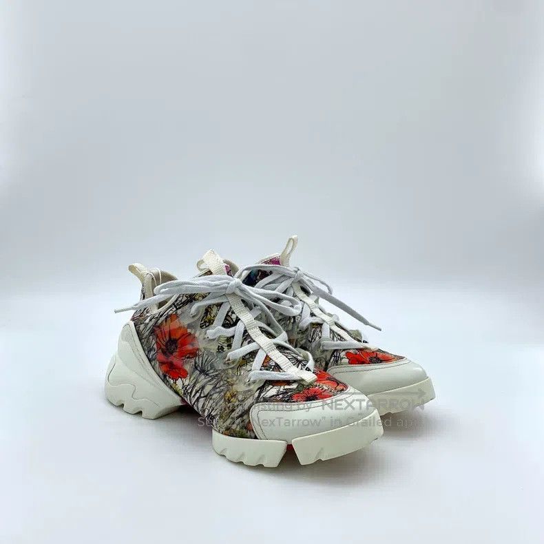 Dior Dior Colour-blocked floral print lace-with casual flat sne Size US 5.5 / IT 35.5 - 2 Thumbnail