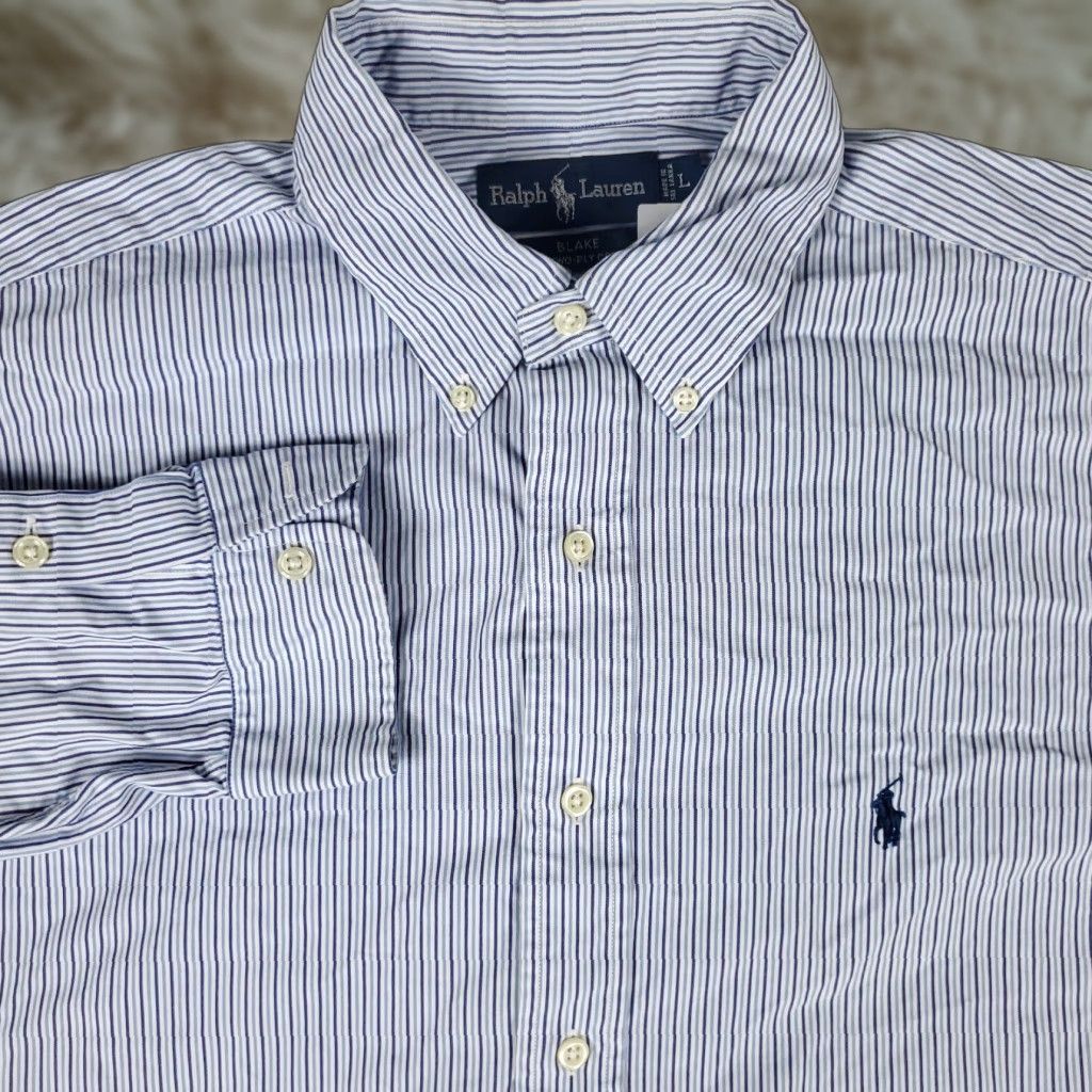 Ralph Lauren Ralph Lauren Blue Striped Button-Up Shirt Mens Large Long Sleeve Casual Preppy Size US L / EU 52-54 / 3 - 1 Thumbnail