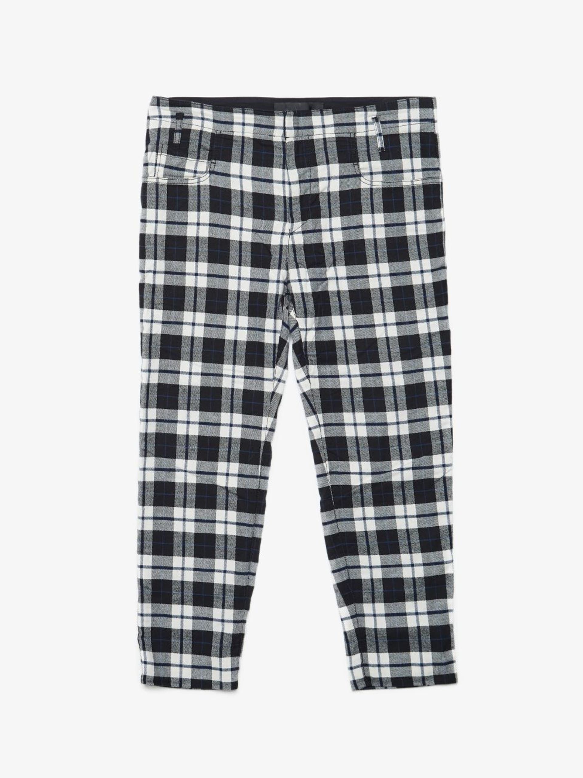 Navy And White Checked Cotton Pants