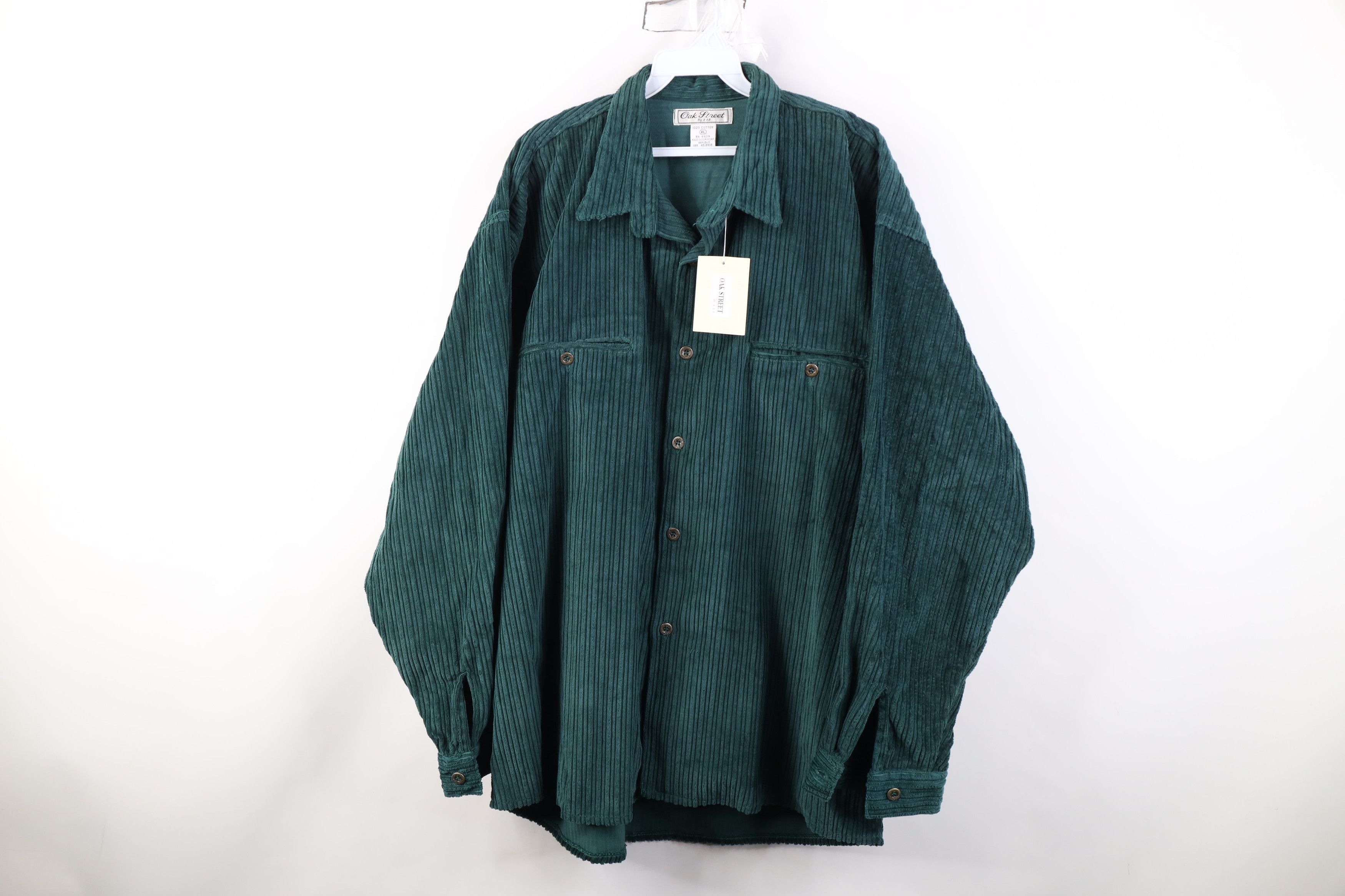 Deadstock Vintage 90s Streetwear Collared Button Shirt Green