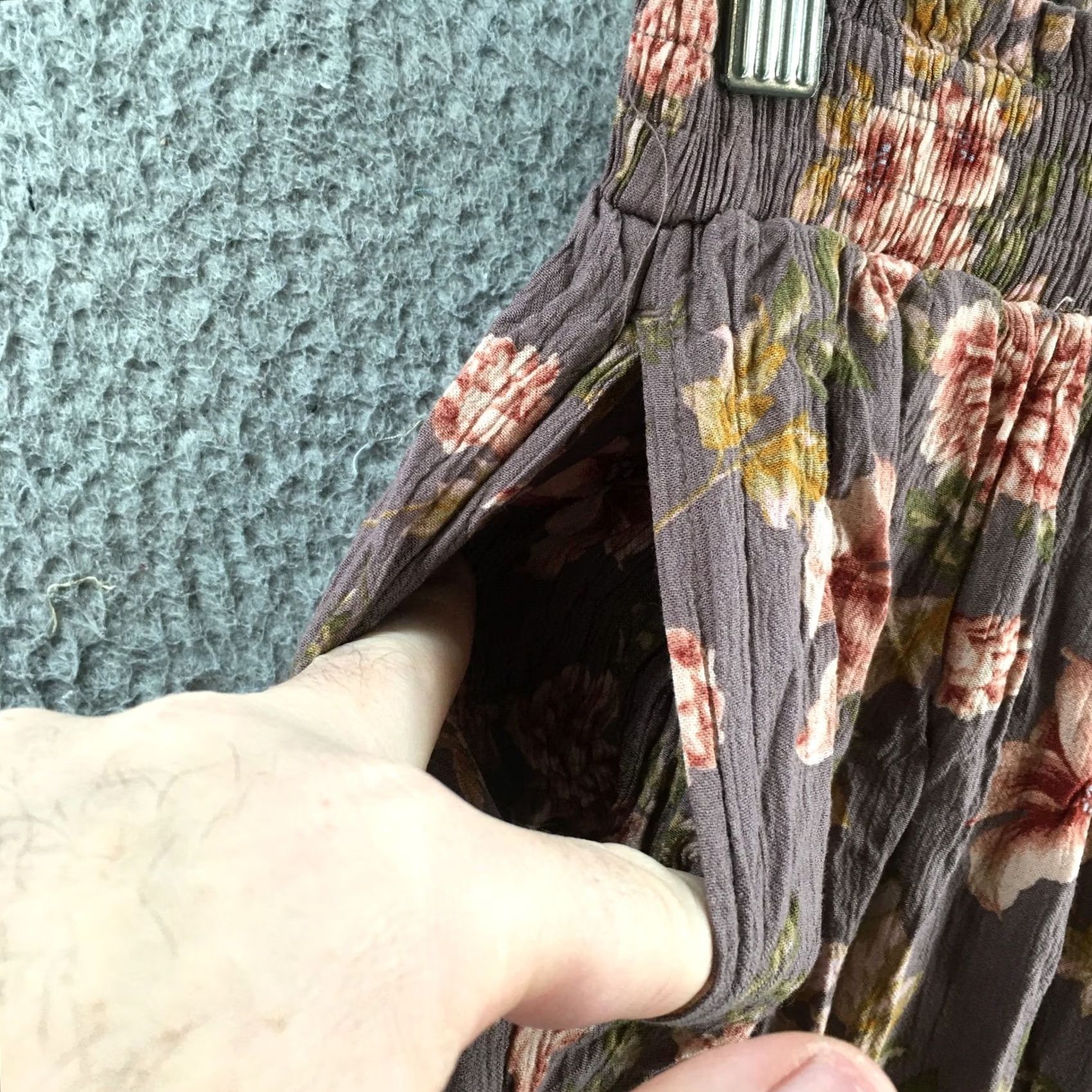 American Eagle Outfitters American Eagle Outfitters Wide Leg Pants Womens XS Brown Floral Elastic Waist Crinkle Boho Size 26" / US 2 / IT 38 - 5 Thumbnail