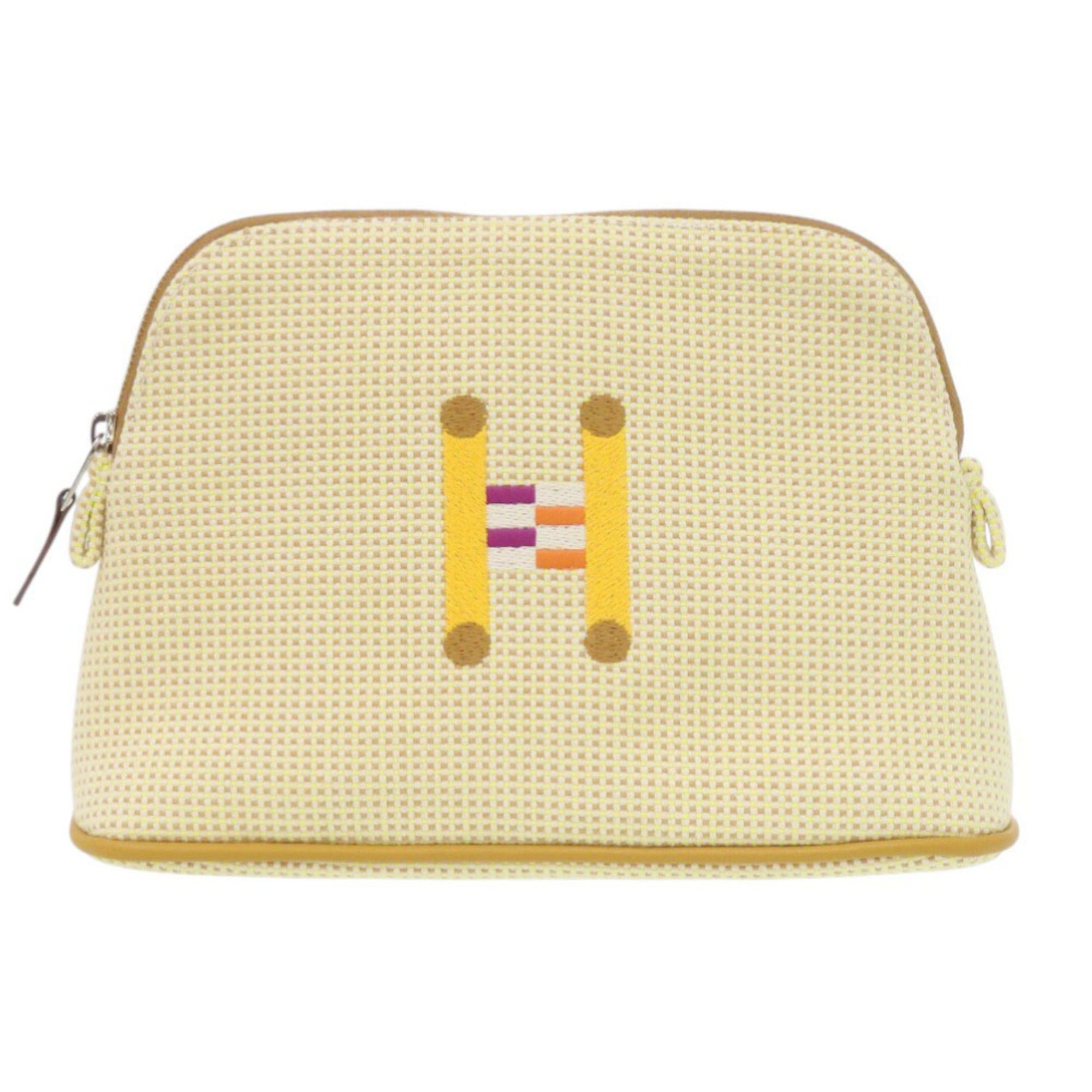 Hermes Like new Hermès Bolide Pouch 20 PM Crazy H Cotton Citron Ochre with Silver Hardware Bag 1436HERMES Size ONE SIZE - 1 Thumbnail