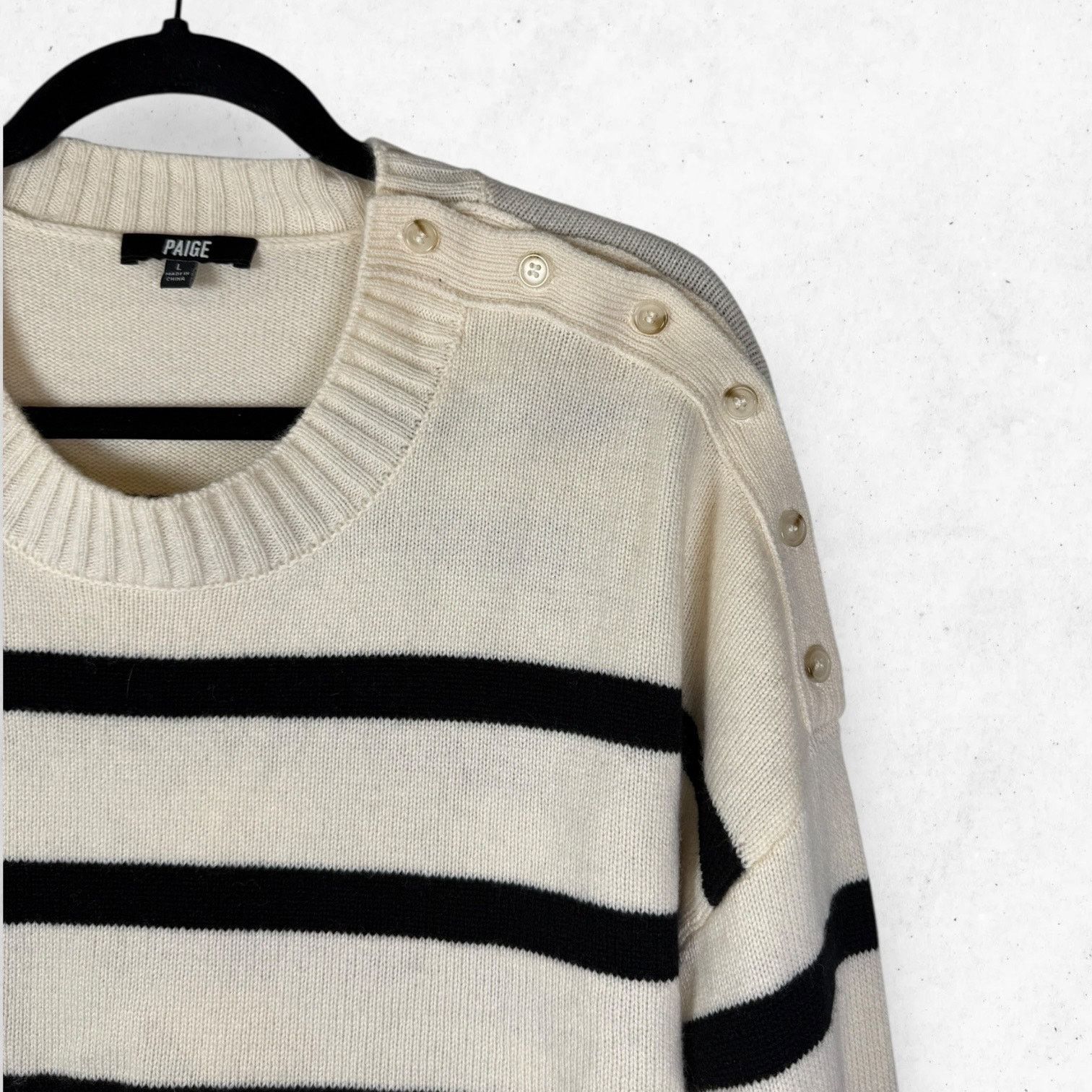 Paige PAIGE Zofia Striped Recycled Wool Blend Sweater Women's L Size L / US 10 / IT 46 - 4 Thumbnail