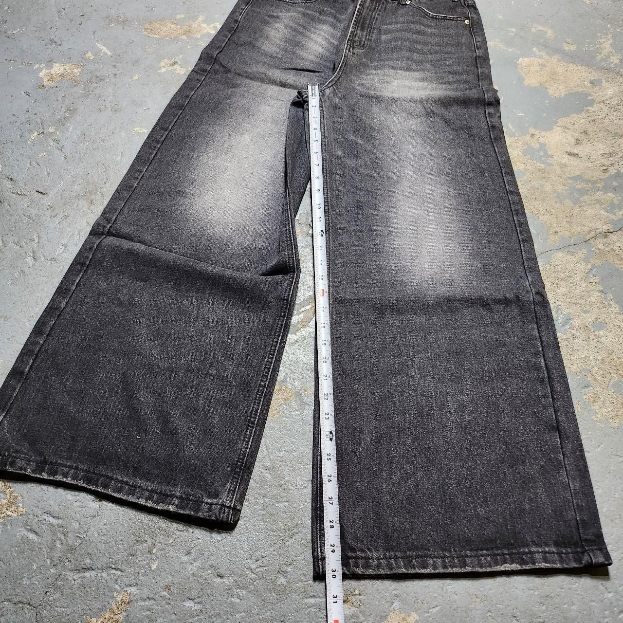 Japanese Brand Baggy Grey/Black Faded wide leg denim Size US 32 / EU 48 - 6 Thumbnail