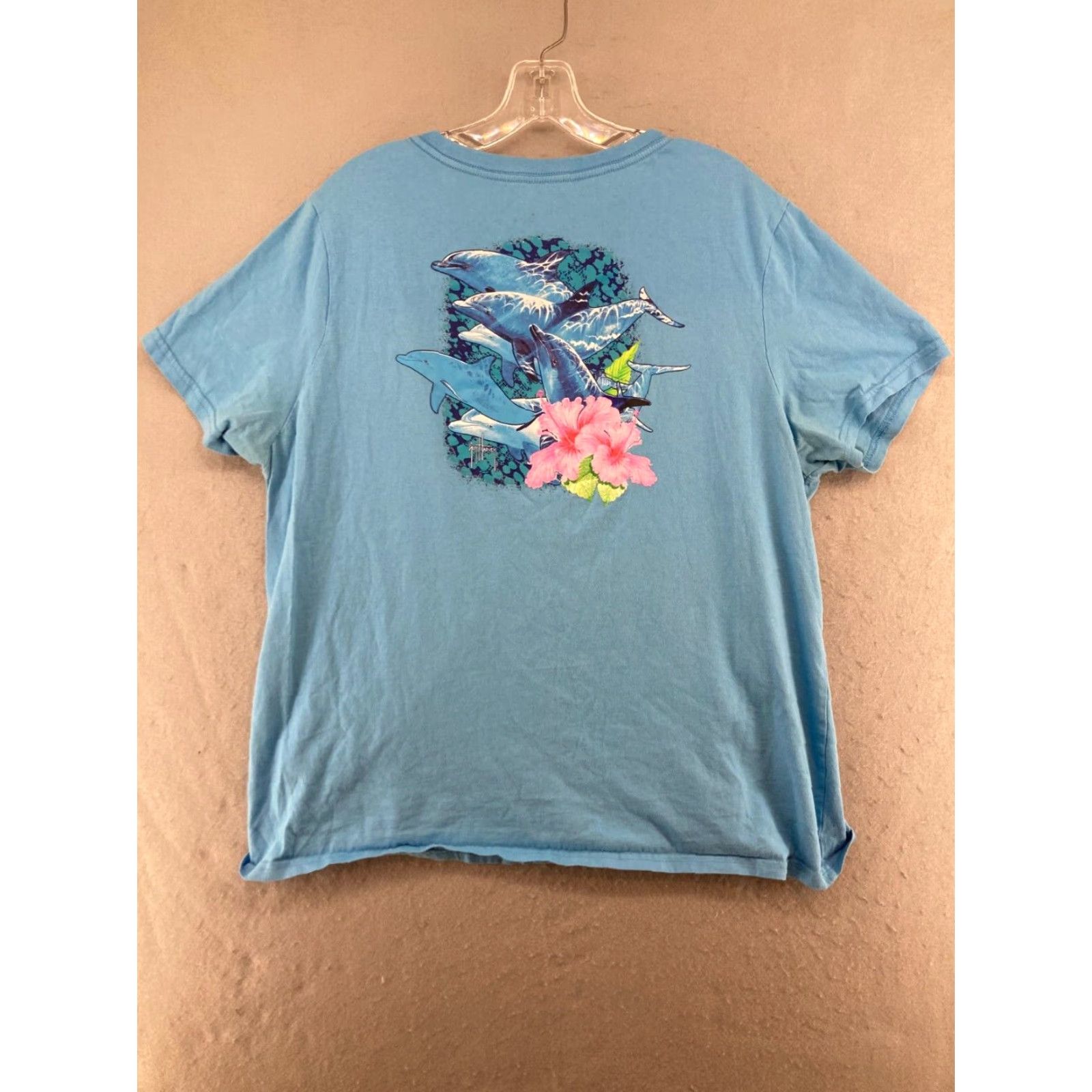 Guy Harvey Guy Harvey Shirt Womens 2XL Blue TShirt V-Neck Short Sleeve Cotton Blend Jersey Tropical Classic Size XXL / US 16-18 / IT 52-54 - 7 Thumbnail