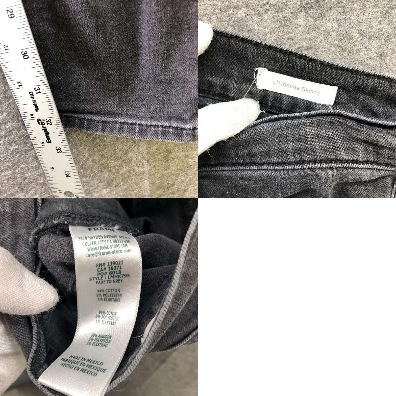Frame FRAME L'Homme Skinny Jeans Mens 31x32 Denim Gray Stretch 5-Pocket 31 Inseam Slim Dark Cotton Blend Vintage No Size US 31 - 8 Thumbnail