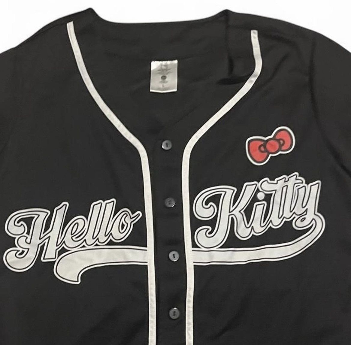 Hot Topic Hello Kitty Black Baseball Jersey Shirt – Sanrio Graphic Tee Size L / US 10 / IT 46 - 3 Thumbnail