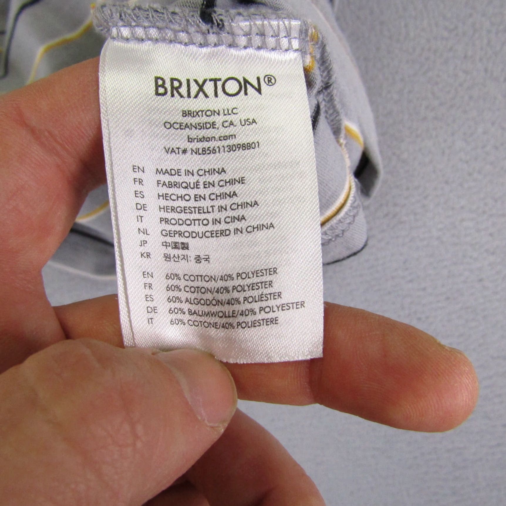 Brixton Brixton Shirt Mens Gray Stripes XL Standard Fit Skateboarding Skater Surfer Size US XL / EU 56 / 4 - 5 Thumbnail