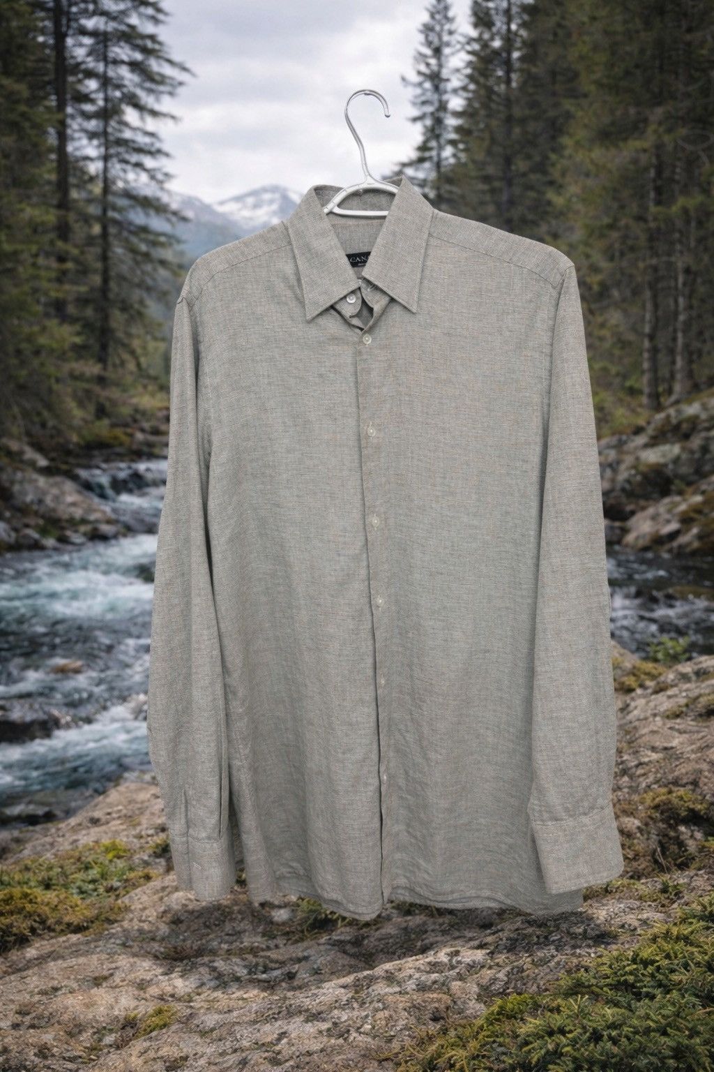 Canali Canali Luxury Dress Shirt – Grey Long Sleeve – Made in Italy Size US M / EU 48-50 / 2 - 1 Thumbnail
