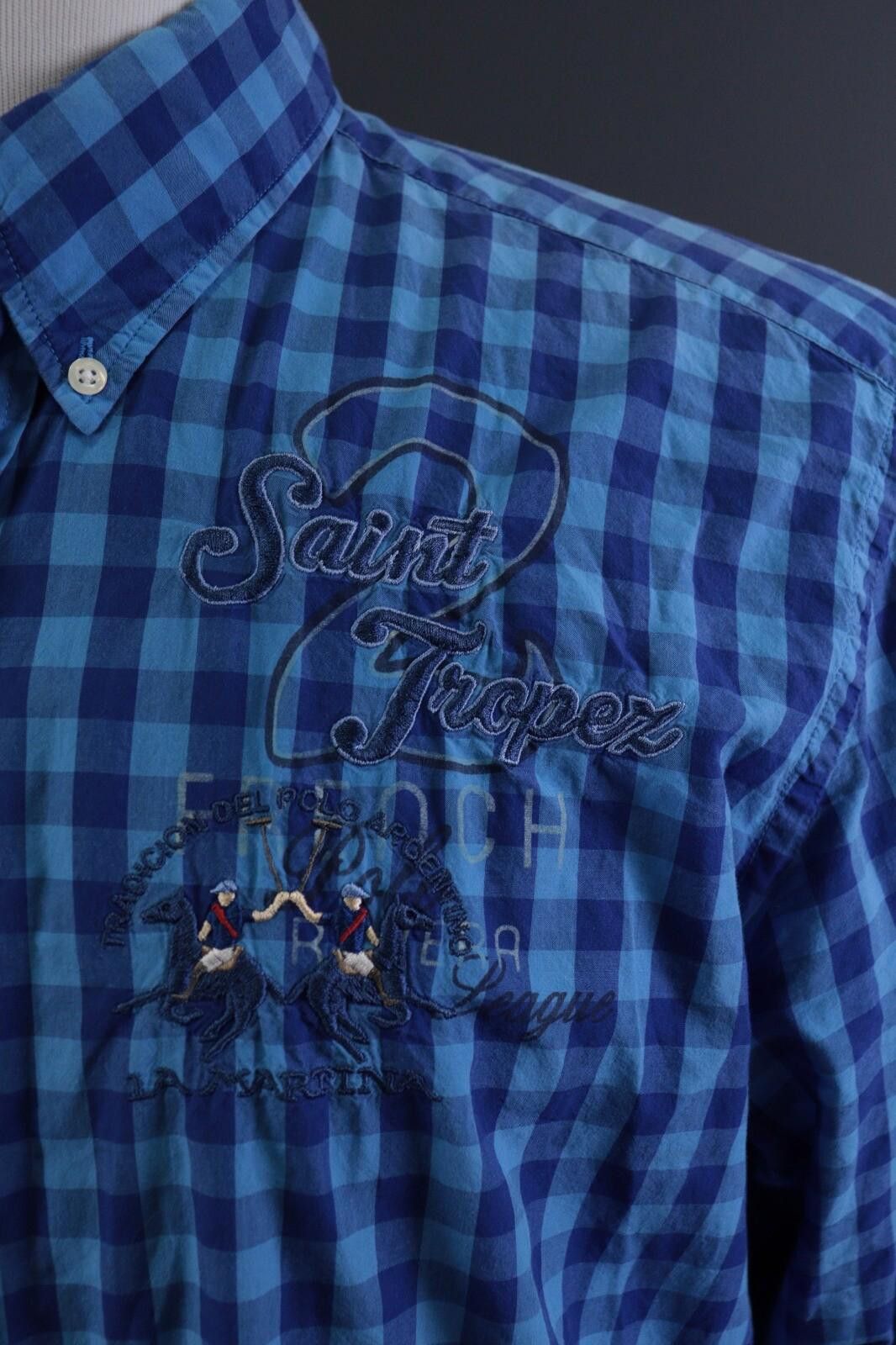 La Martina La Martina Blue Check Slim Saint Tropez Shirt Size XXL Size US XXL / EU 58 / 5 - 5 Thumbnail