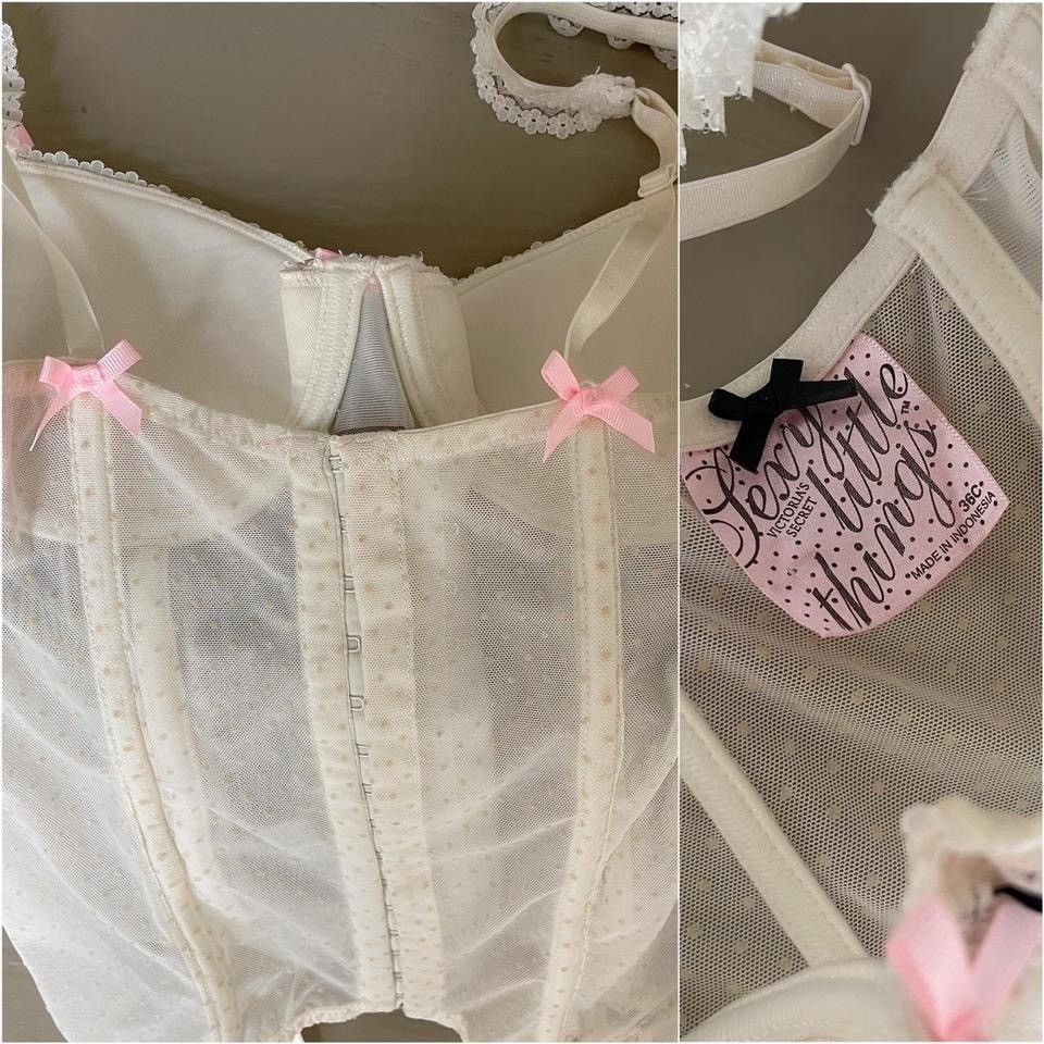 Victoria's Secret Vintage VS Cream Mesh Corset Bustier (36C/34D) Size ONE SIZE - 4 Thumbnail