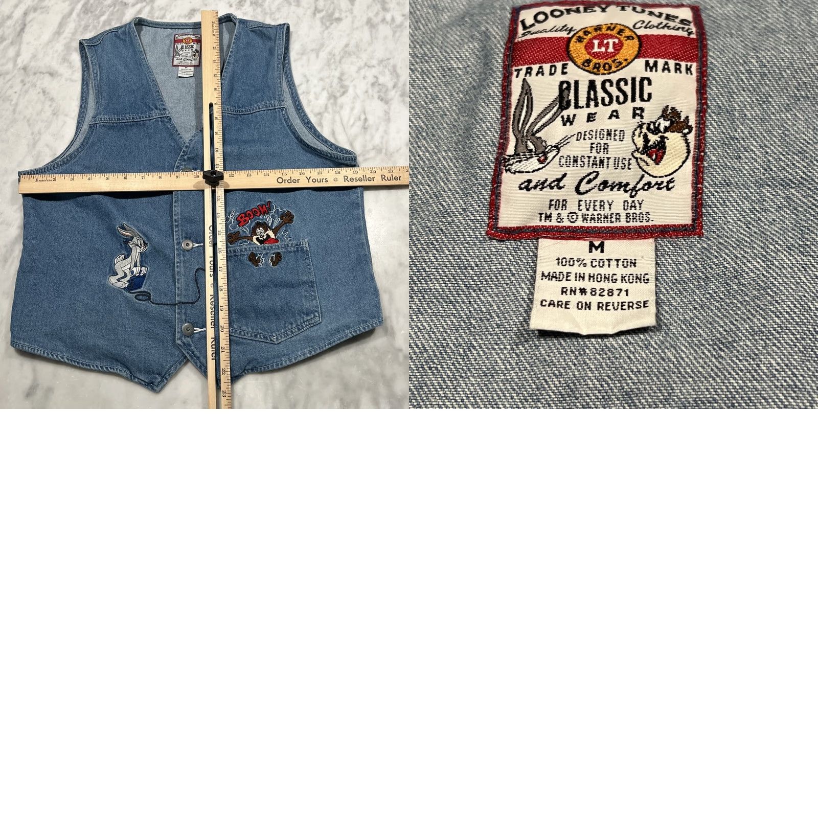 Vintage VINTAGE Looney Tunes Denim Vest Womens M Embroidered Bugs Bunny Tasmania Devil BOOM Denim Vest Women’s M Blue 90s Cartoon Womens Size M / US 6-8 / IT 42-44 - 8 Thumbnail
