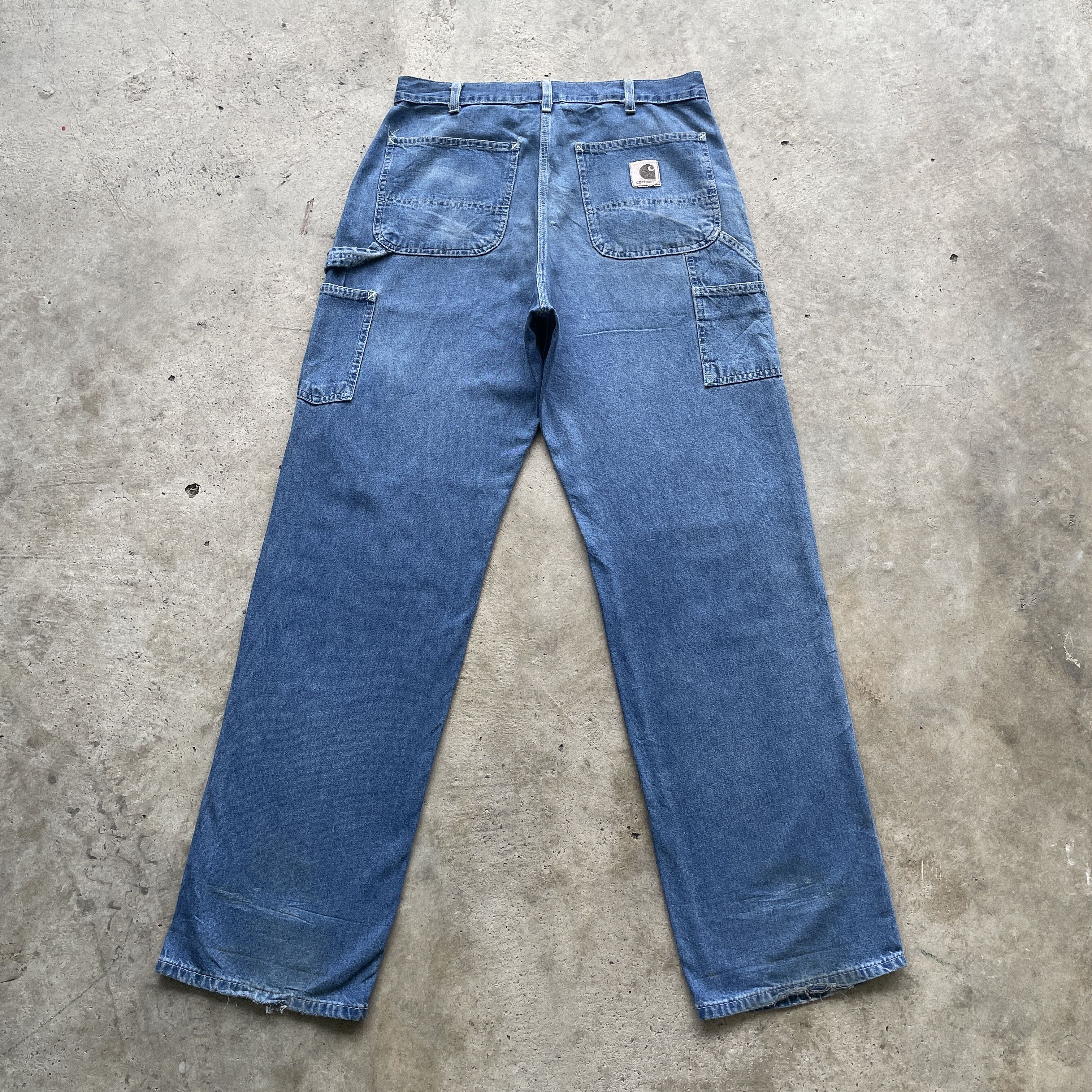 Carhartt W33 VINTAGE CARHARTT CARPENTER FADED RIPPED PANTS JEANS Size US 33 - 13 Thumbnail
