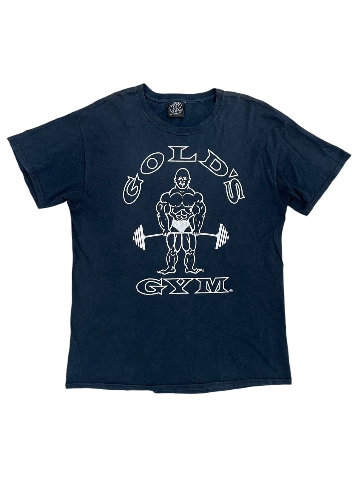 Vintage Thrashed Faded Black Tshirt Gold Gym