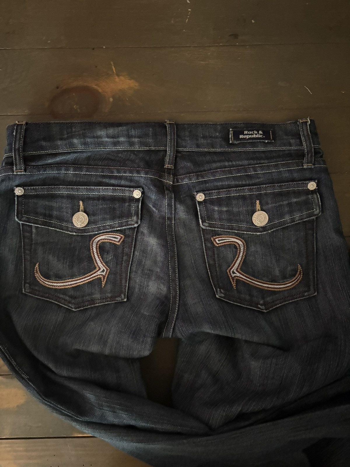 Vintage y2k Rock & Republic Bootcut Jeans ,Embroidered Pockets Size 27" / US 4 / IT 40 - 1 Thumbnail
