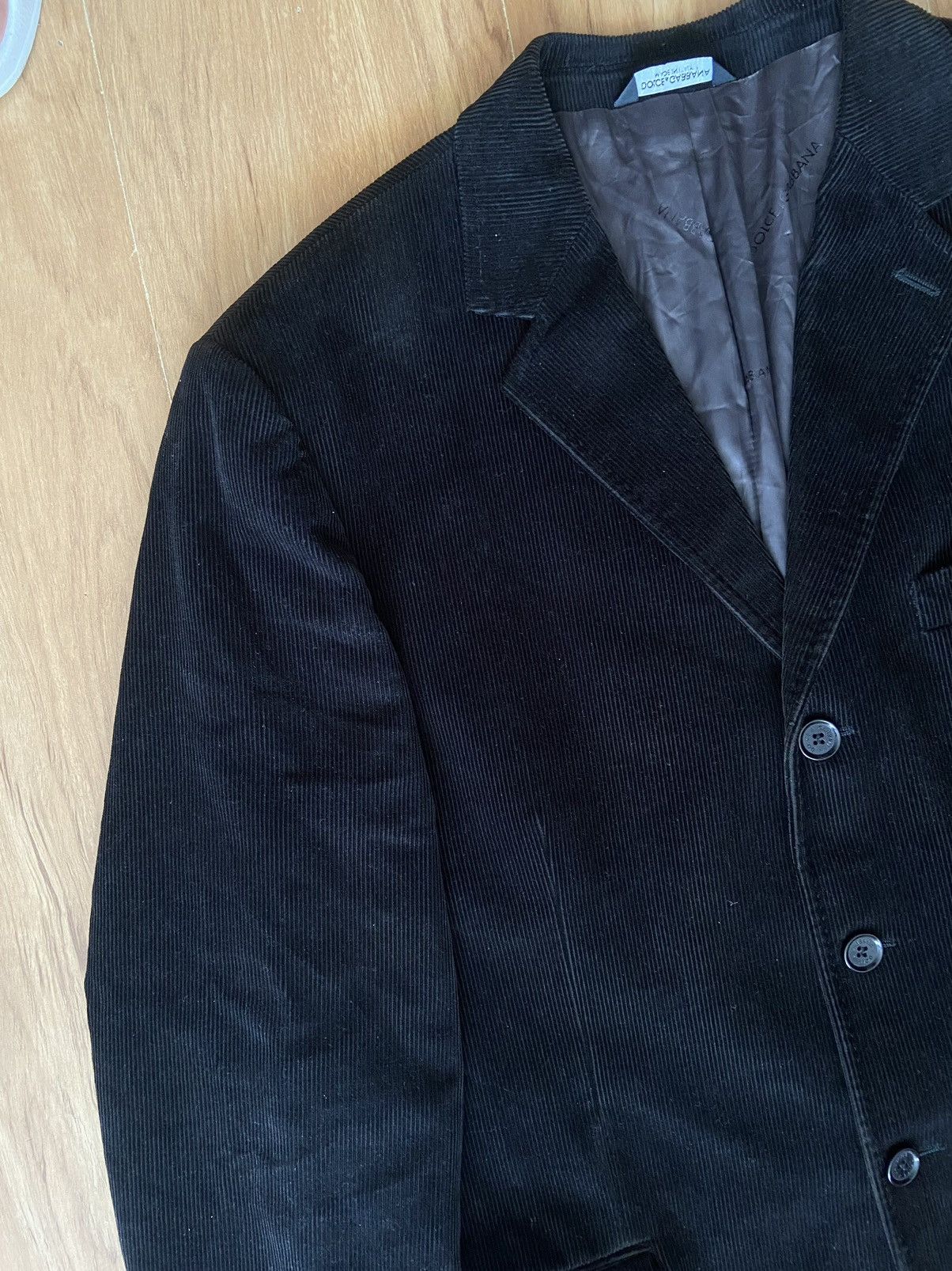 Dolce & Gabbana Dolce & Gabbana Black Corduroy Blazer Jacket Made in Italy Size 52R - 2 Thumbnail