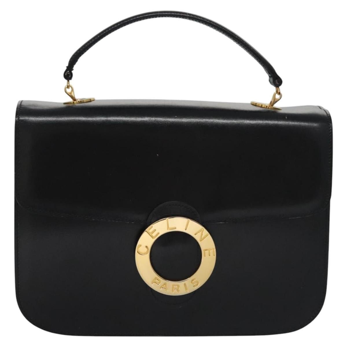 Celine CELINE Hand Bag Leather Black Gold Size ONE SIZE - 2 Thumbnail