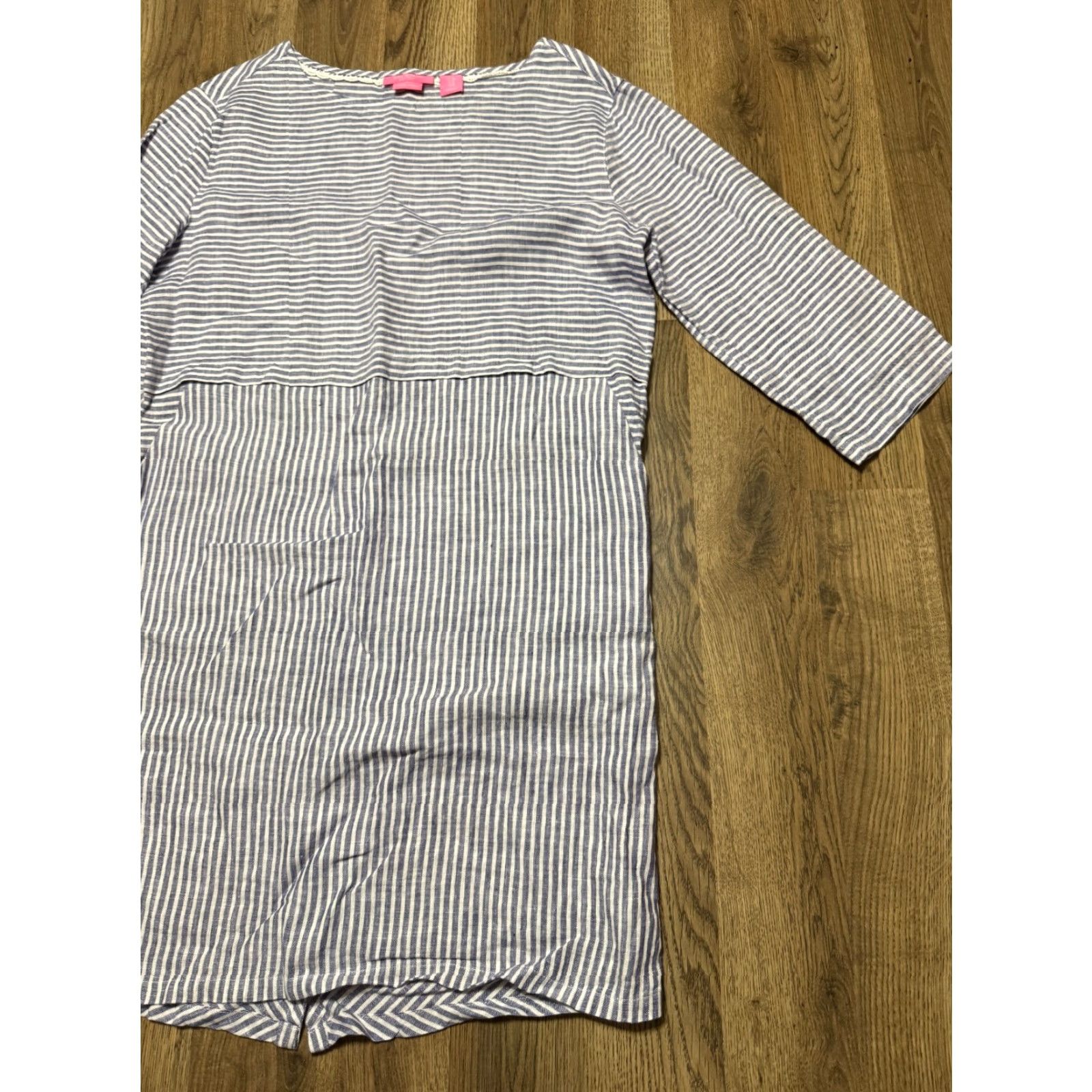 Isaac Mizrahi Isaac Mizrahi Dress Women's M Blue White Striped Long Sleeve Knee Length Casual Shift Size M / US 6-8 / IT 42-44 - 4 Thumbnail