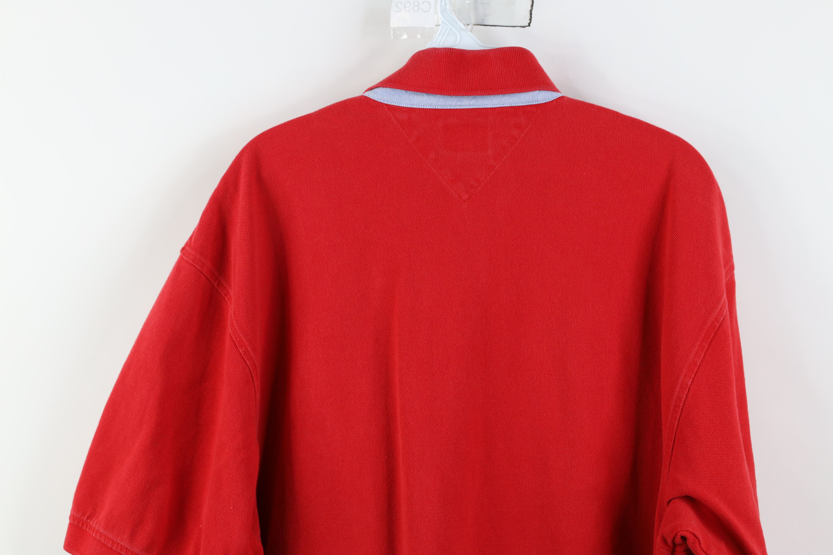 Tommy Hilfiger Vintage 90s Tommy Hilfiger Pique Cotton Knit Golf Polo Red Size US XL / EU 56 / 4 - 14 Thumbnail