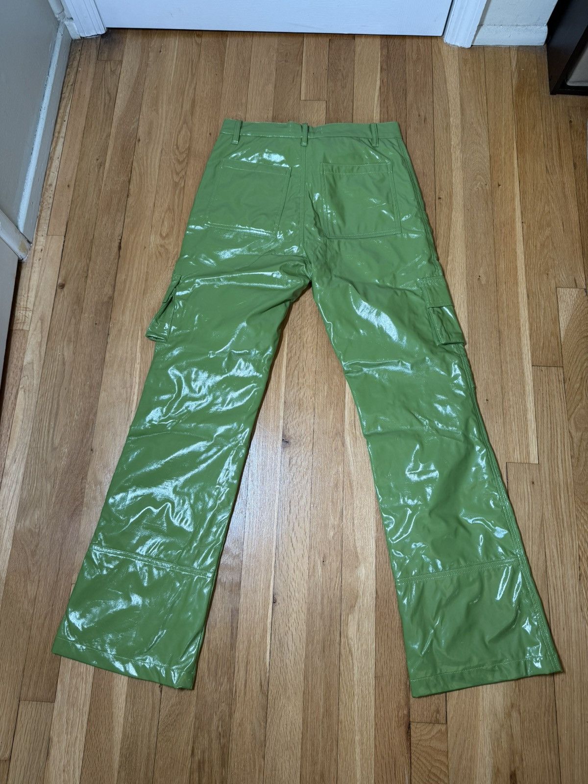 If Six Was Nine Delacasso Green Handmade Vinyl Cargo Pants Size US 30 / EU 46 - 6 Thumbnail