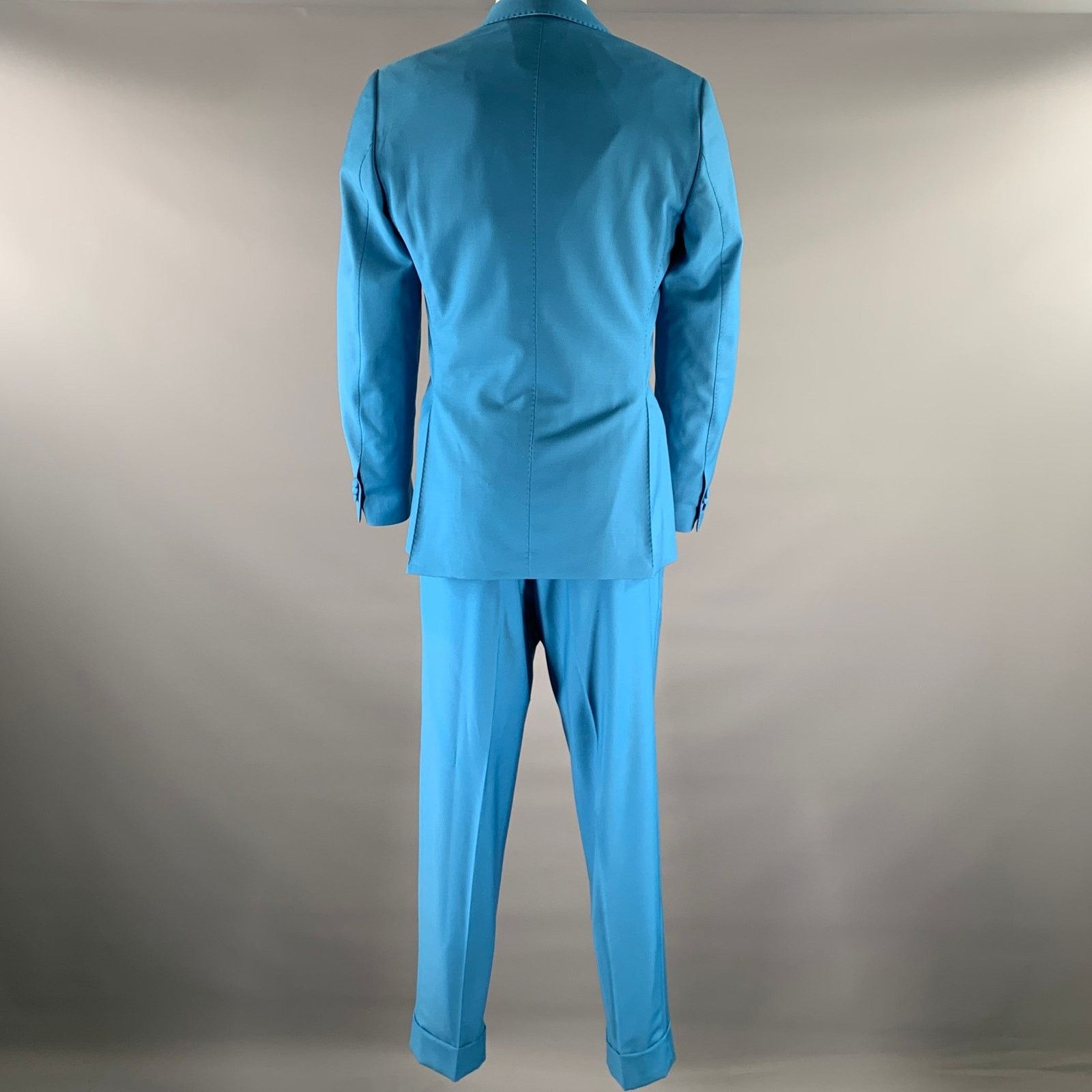 Other KLEIN EPSTEIN & PARKER Blue Solid Wool Shawl Lapel Suit Size 40R - 3 Thumbnail