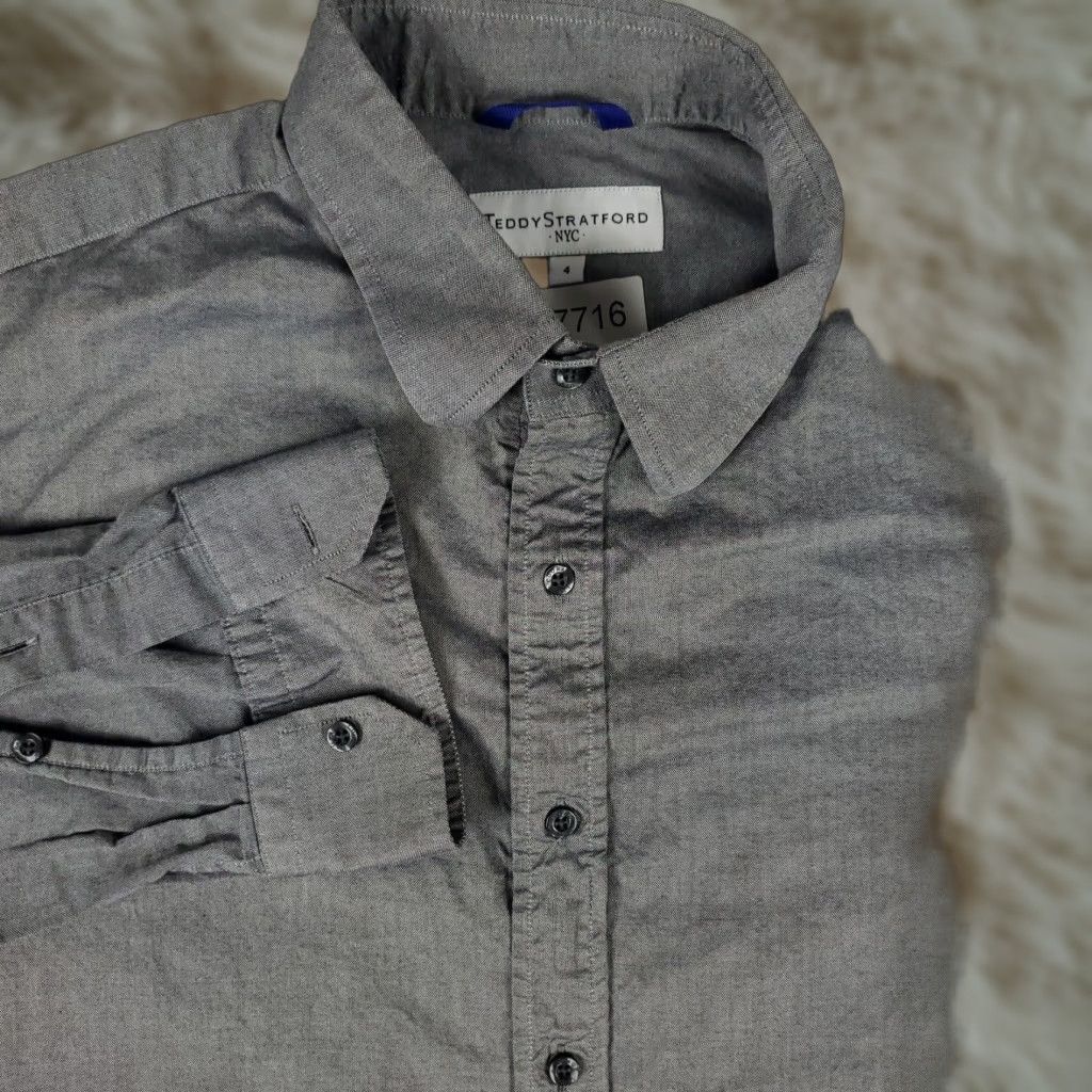 Vintage VINTAGE Teddy Stratford Shirt Mens Size 4 Long Sleeve Button Up Cotton Gray Business Casual Formal Modern Size US S / EU 44-46 / 1 - 1 Thumbnail