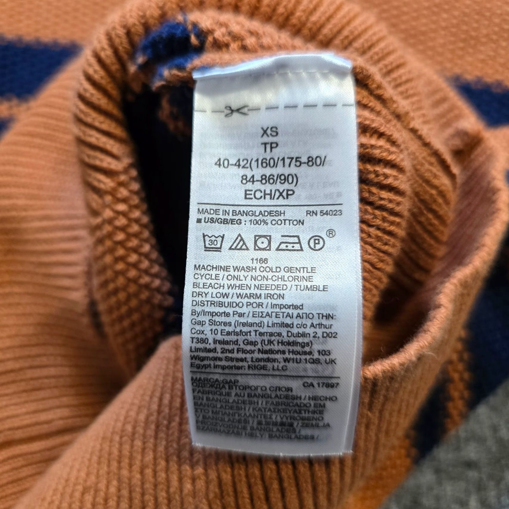 Gap GAP Sweater Womens XS Brown Blue Striped Mock Neck Textured Casual Capsule Pullover Size XS / US 0-2 / IT 36-38 - 7 Thumbnail