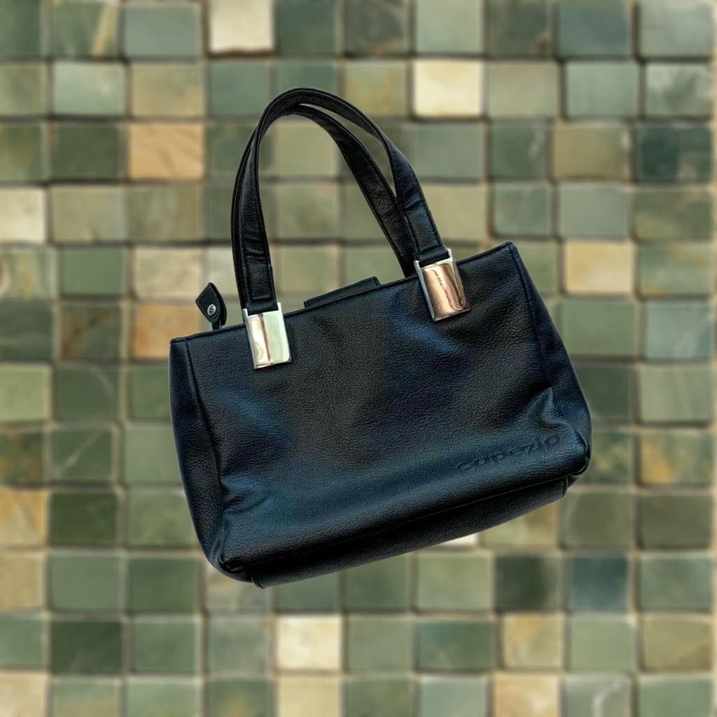 Vintage VINTAGE CAPEZIO Black Vinyl Handbag Purse Satchel/Top Handle Bag Women Size ONE SIZE - 1 Thumbnail