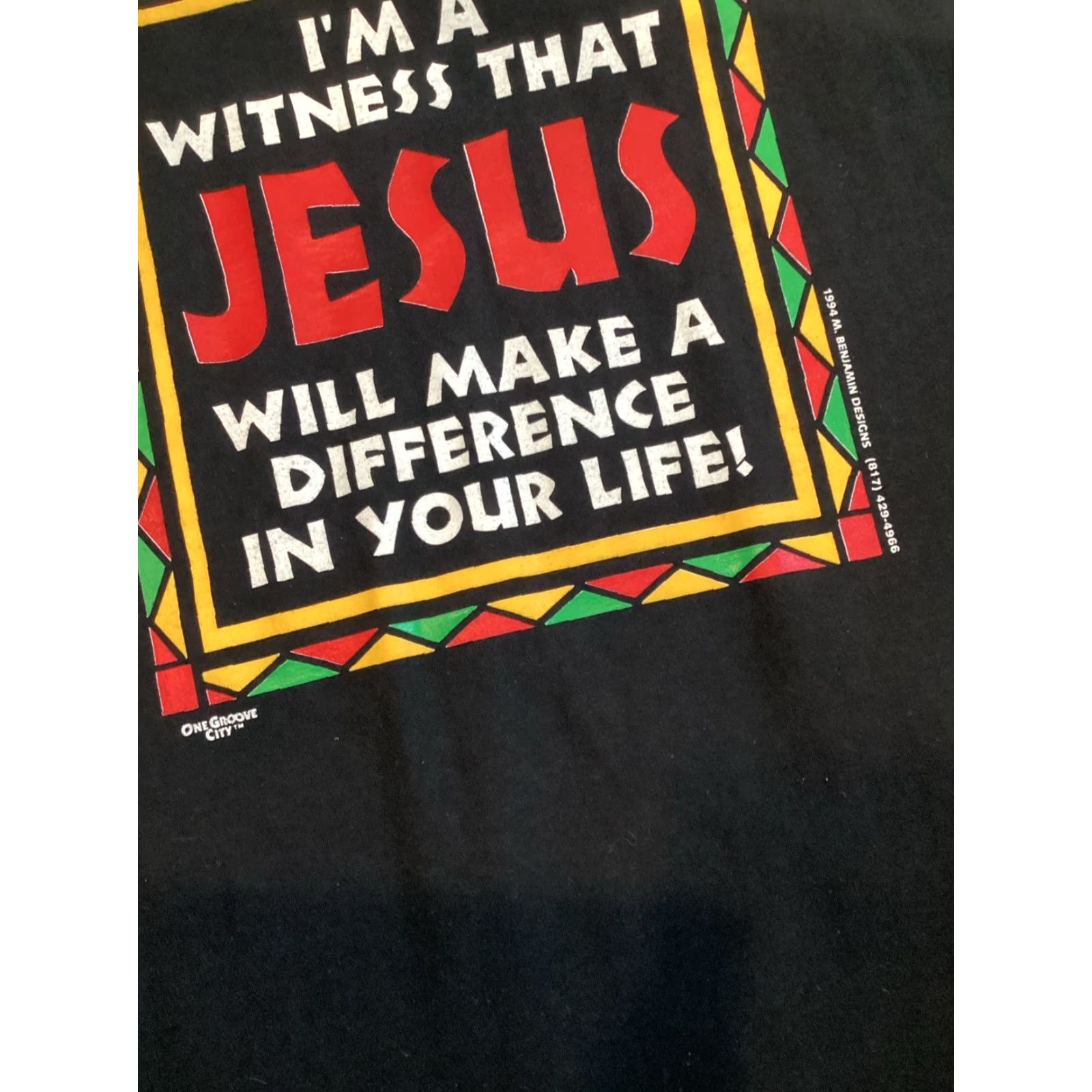 Hanes VINTAGE 90s Hanes Graphic Tee T-Shirt Black XL The Jesus Will Make a Difference Mens Size US XL / EU 56 / 4 - 3 Thumbnail