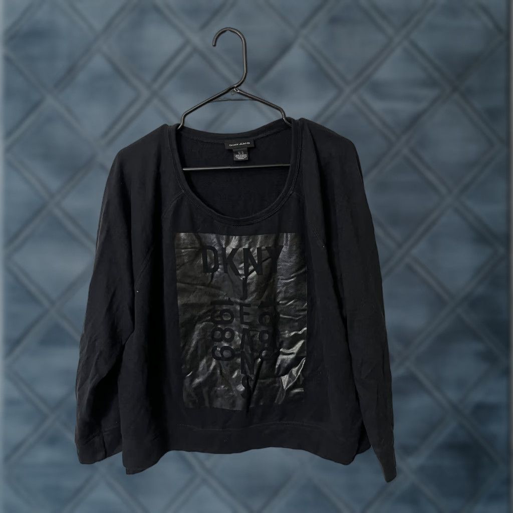 DKNY DKNY SPORT Sweatshirt Top Black Women XL Logo Pullover Crew Neck Fleece Cotton Polyester Casual Activewear Size XL / US 12-14 / IT 48-50 - 1 Thumbnail