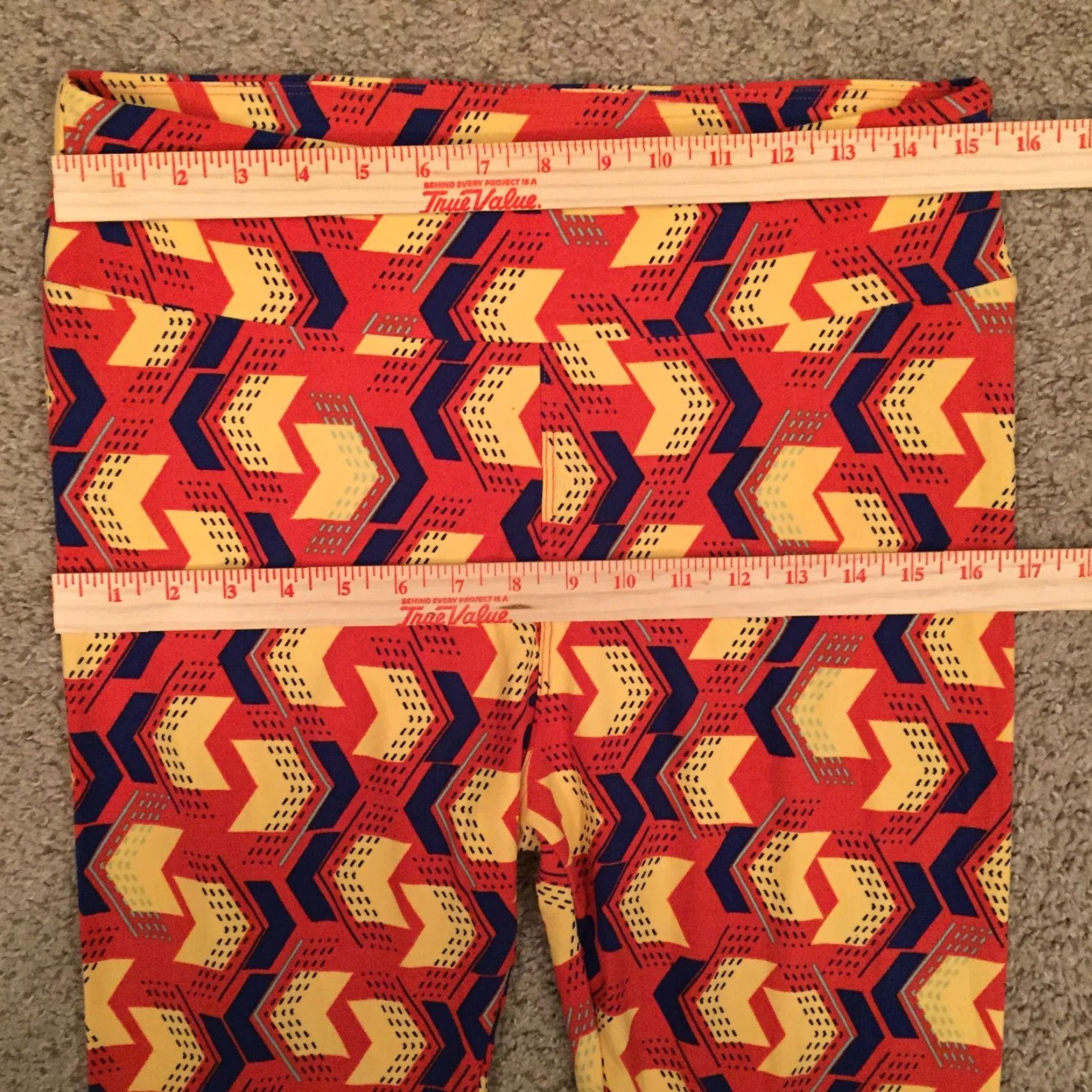 Vintage LuLaRoe Tall & Curvy Leggings Orange Chevron Jogger Elastic Waist Women 32 Inseam 27 High Rise Casual Size 24" / US 00 / IT 34 - 2 Thumbnail