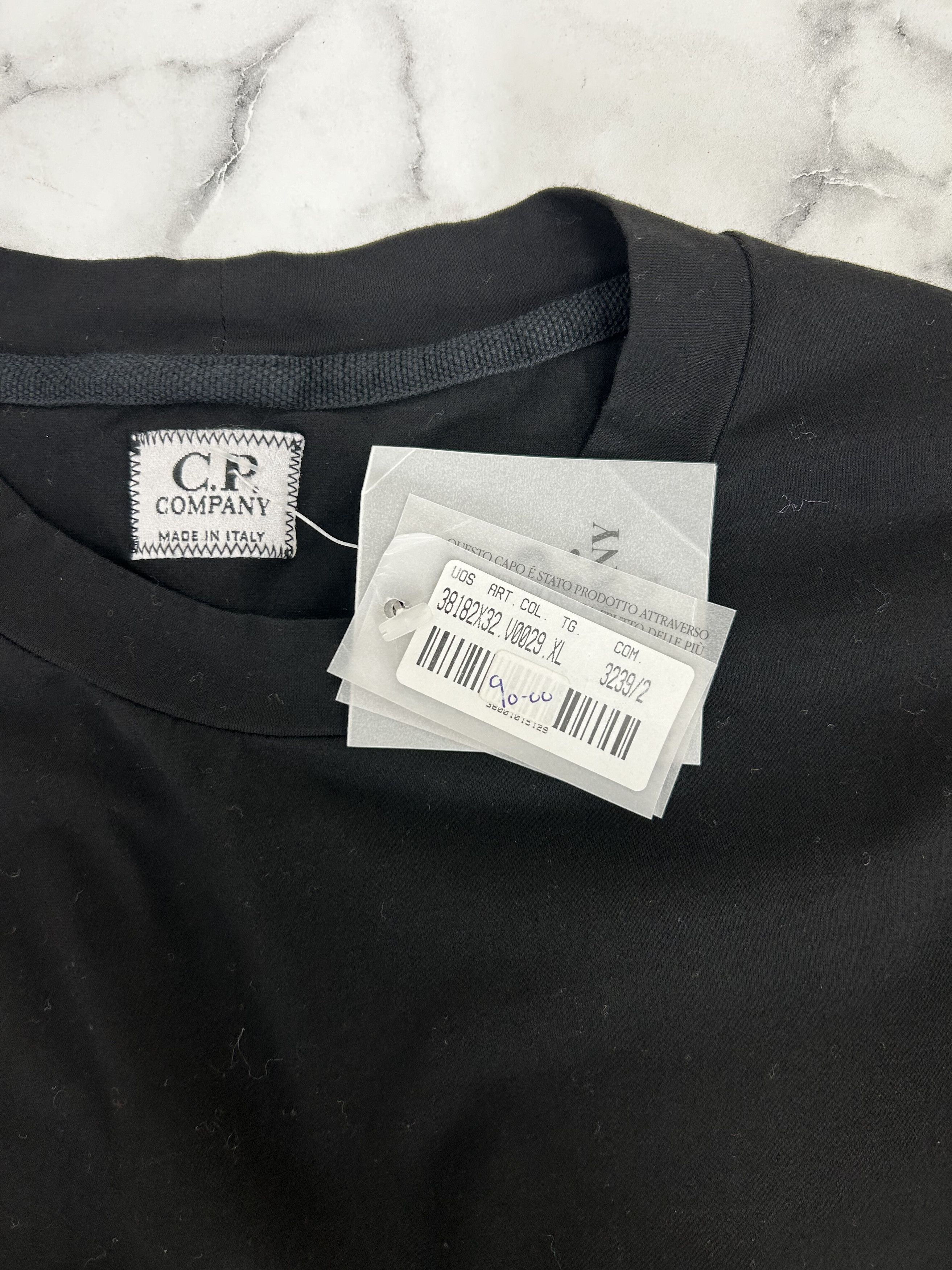 C.P. Company CP Company Black Mercerised Cotton Crew Neck T-Shirt Size US XL / EU 56 / 4 - 4 Thumbnail