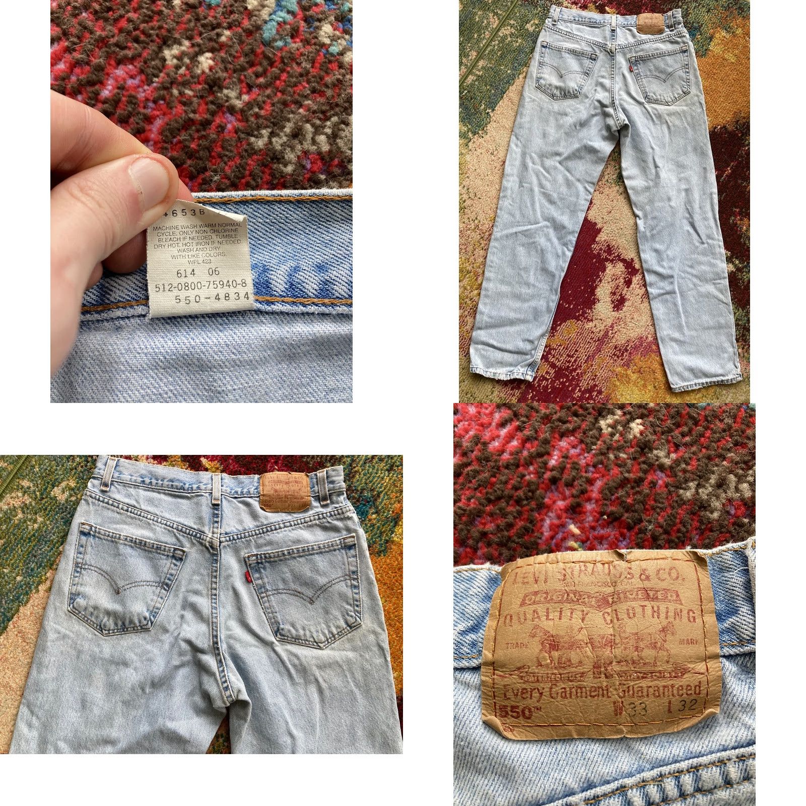 Levi's VINTAGE Levi's 550 Jeans Mens 33x32 (Fits 31x31) Light Wash Relaxed Tapered USA Made 80s 90s Western Size US 33 - 8 Thumbnail