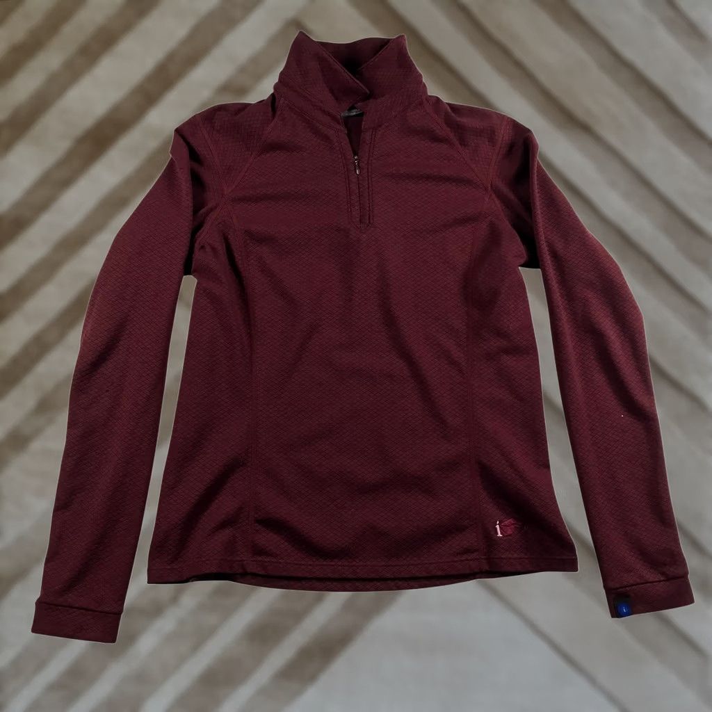 Vintage Irideon Riding Wear Womens Medium Burgundy Diamond Texture Quarter Zip Pullover Size M / US 6-8 / IT 42-44 - 1 Thumbnail