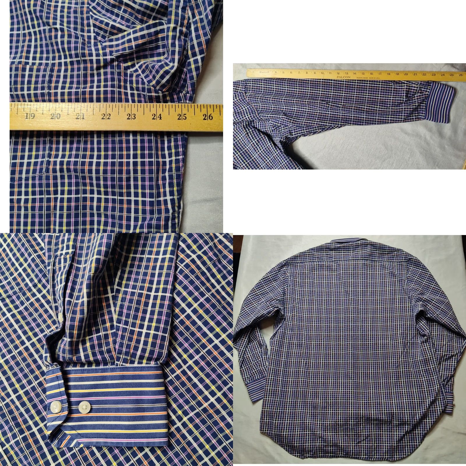 Tailorbyrd TAILORBYRD Men 2XL Blue Plaid 100% Cotton Long Sleeve Button-Up Shirt Size US XXL / EU 58 / 5 - 9 Thumbnail
