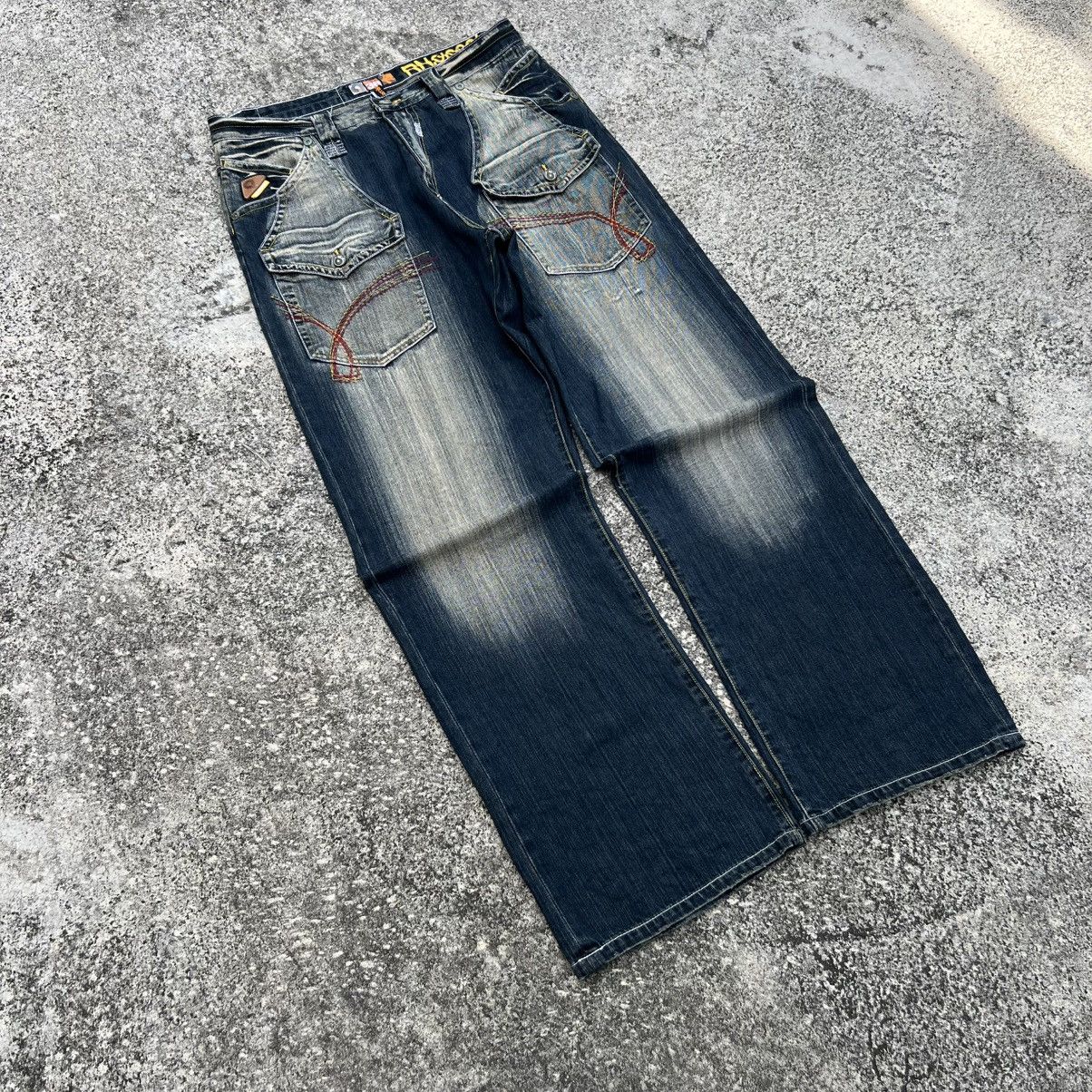 Akademiks “y2k style” AKADEMIKS ACID WASH DOUBLE POCKET BAGGY JEANS Size US 36 / EU 52 - 2 Thumbnail