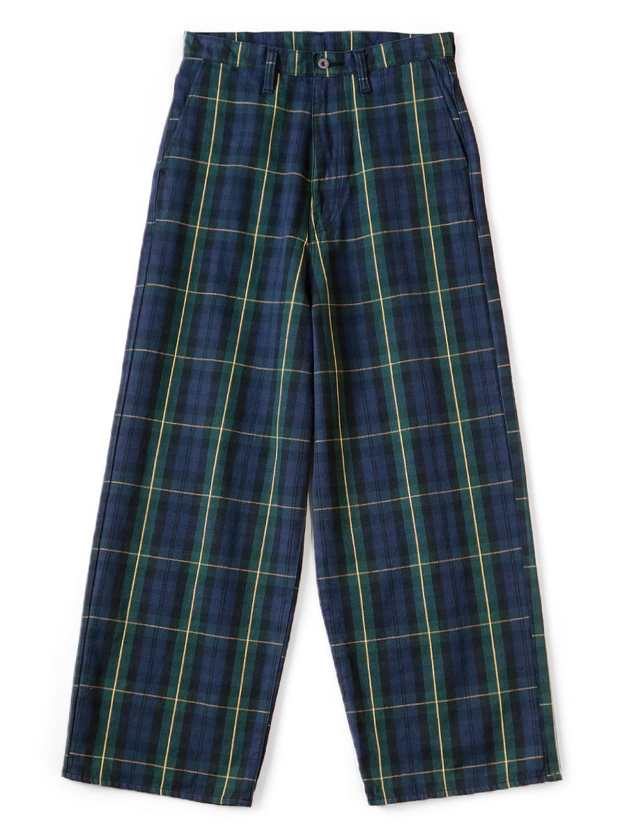 image of Kapital 11Oz Tartan Check Port Baggy Pants in Green/Yellow, Men's (Size 30)