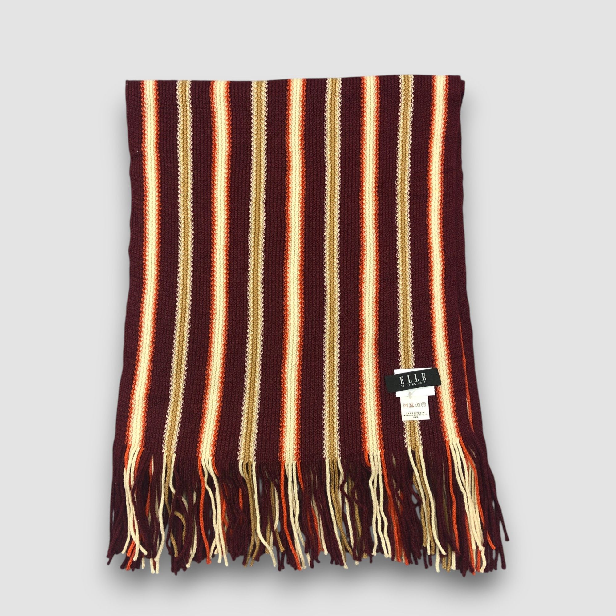 Japanese Brand Vintage Elle Scarf Muffler Wool Ribbed Knit Winter Scarves Size ONE SIZE - 2 Thumbnail