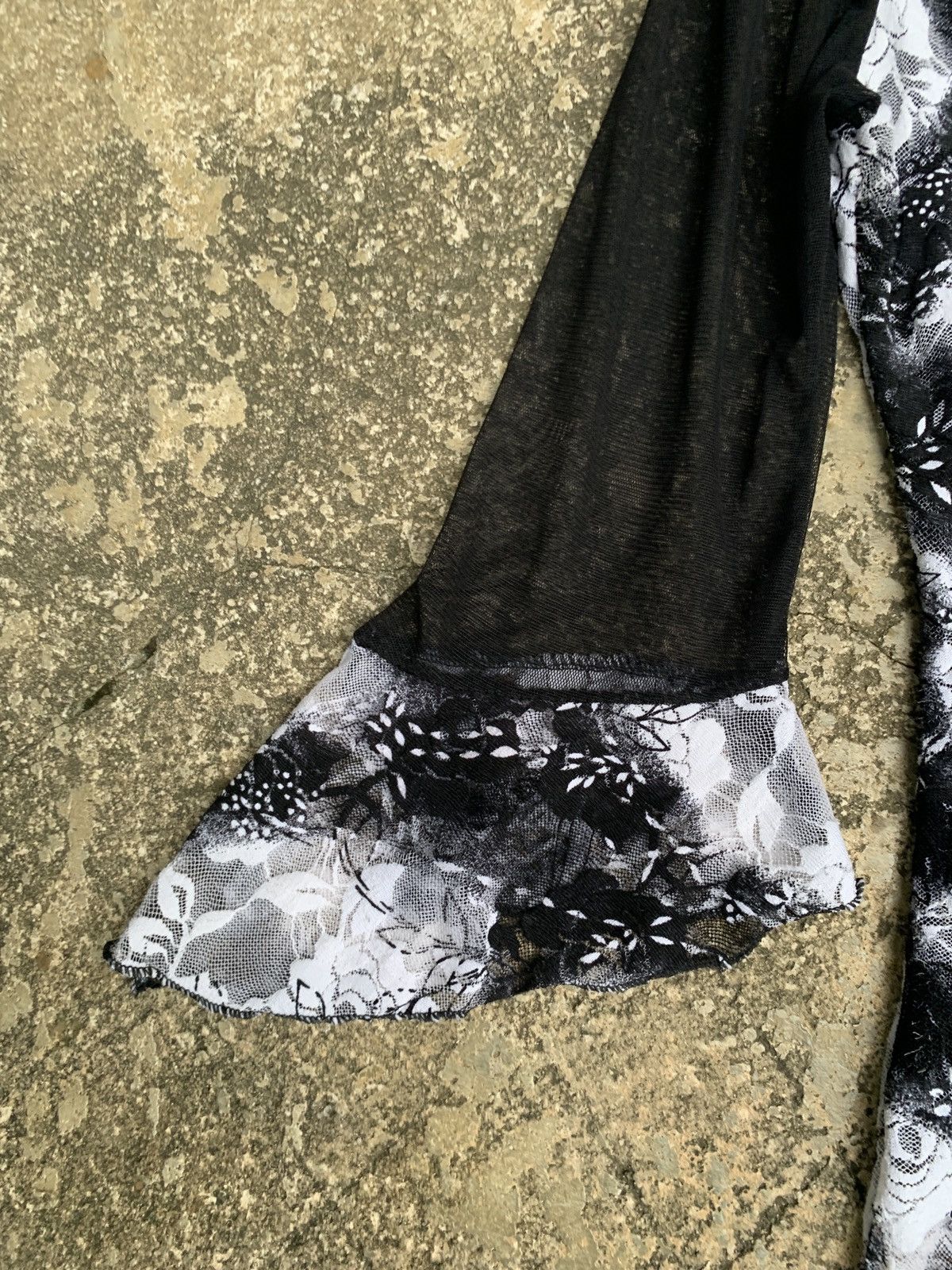 Japanese Brand × Vintage y2k DeLI Collection Ruffle Floral Trim Mesh Longsleeve Top Size S / US 4 / IT 40 - 4 Thumbnail