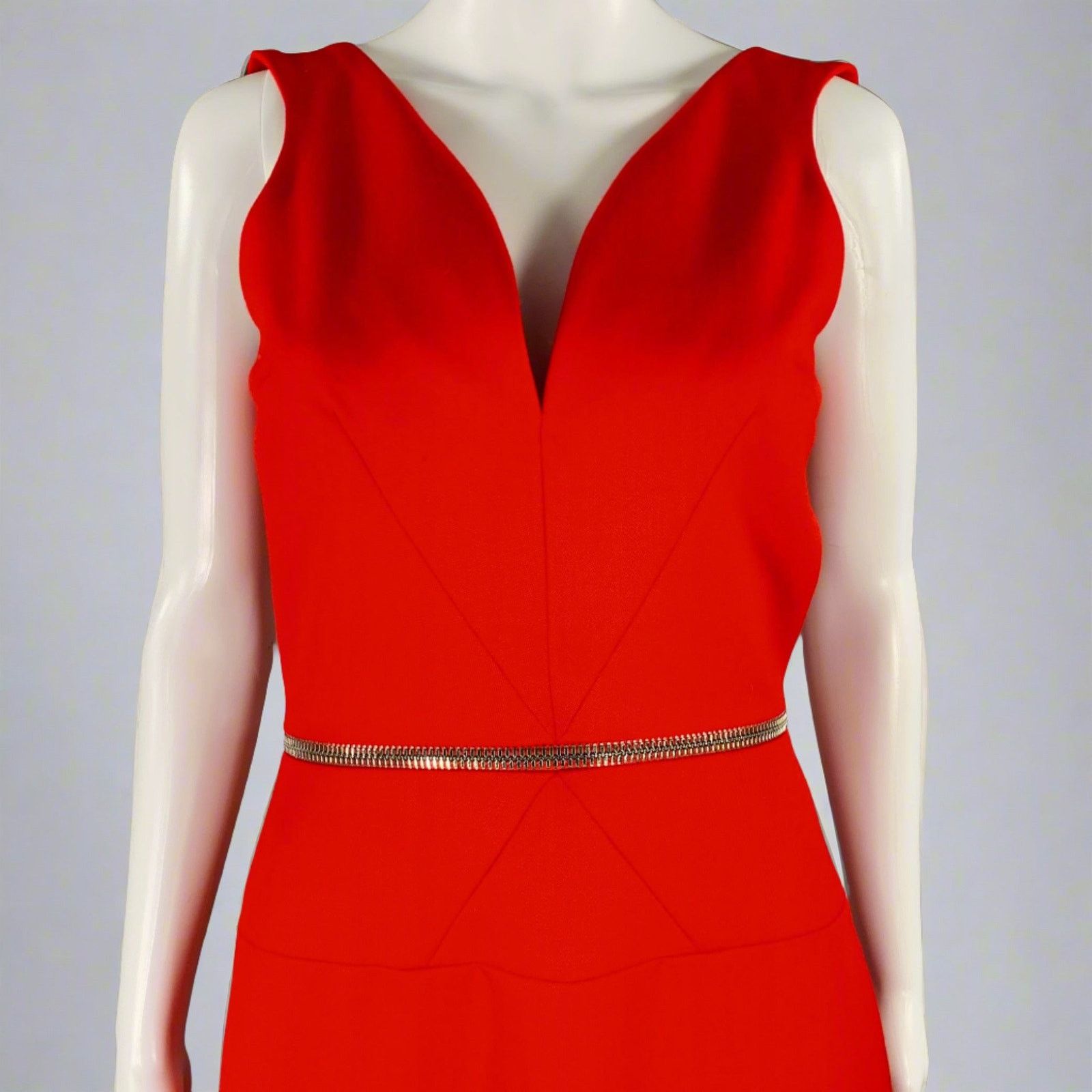 Other DAVID KOMA Red Silver Wool Sleeveless Zippers Gown Dress Size M / US 6-8 / IT 42-44 - 2 Thumbnail