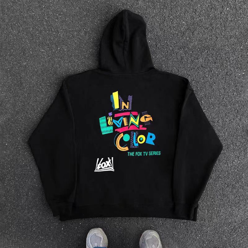 Japanese Brand Hip Hop Creative Letter Graffiti Print Hooded Sweatshirt Size US L / EU 52-54 / 3 - 1 Thumbnail