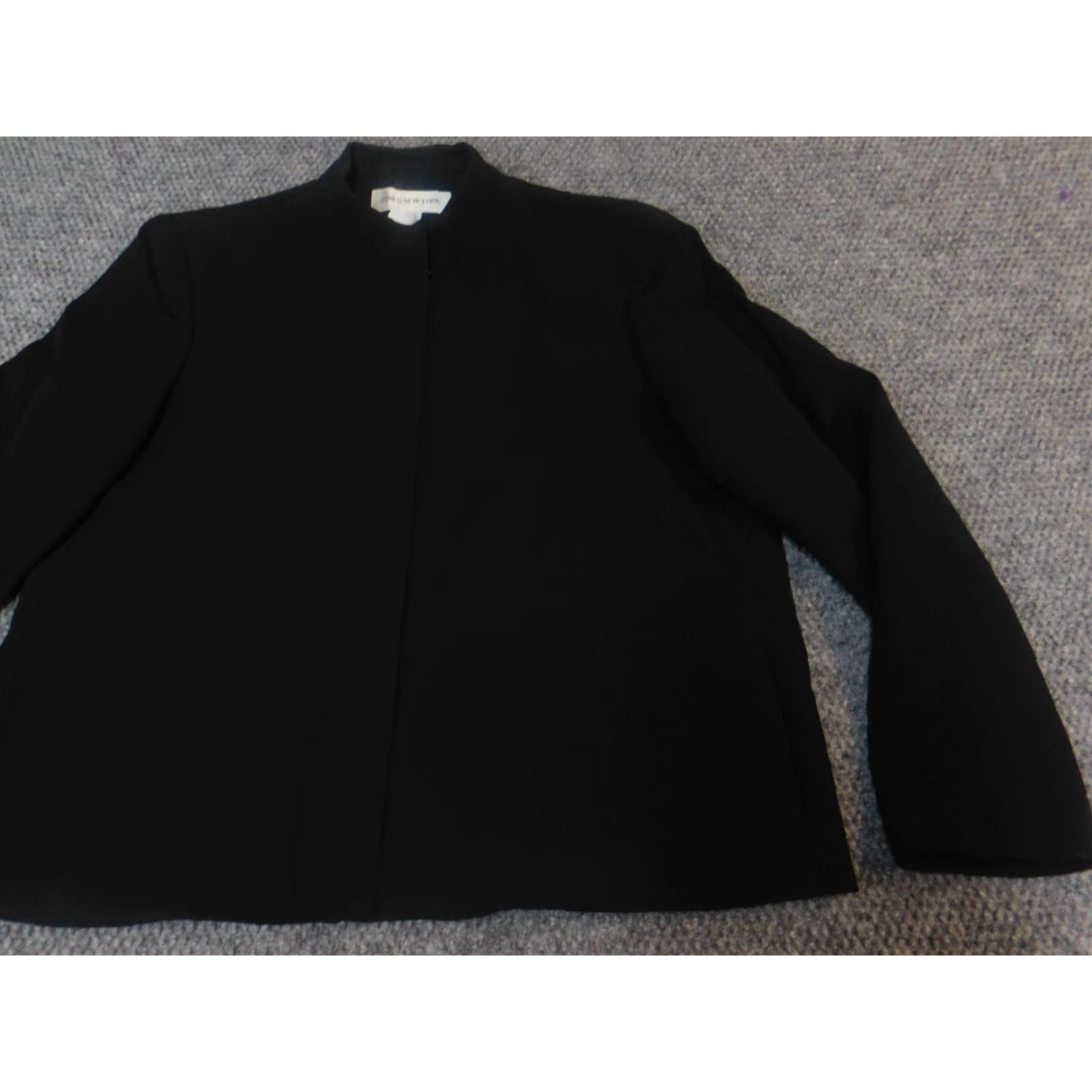 Jones New York Jones New York Womens Jacket Blazer Knit Cotton Long Sleeve Zip Black 14 Casual Winter Buttons Collared Regular Mid-Length Vintage No Size XL / US 12-14 / IT 48-50 - 2 Thumbnail