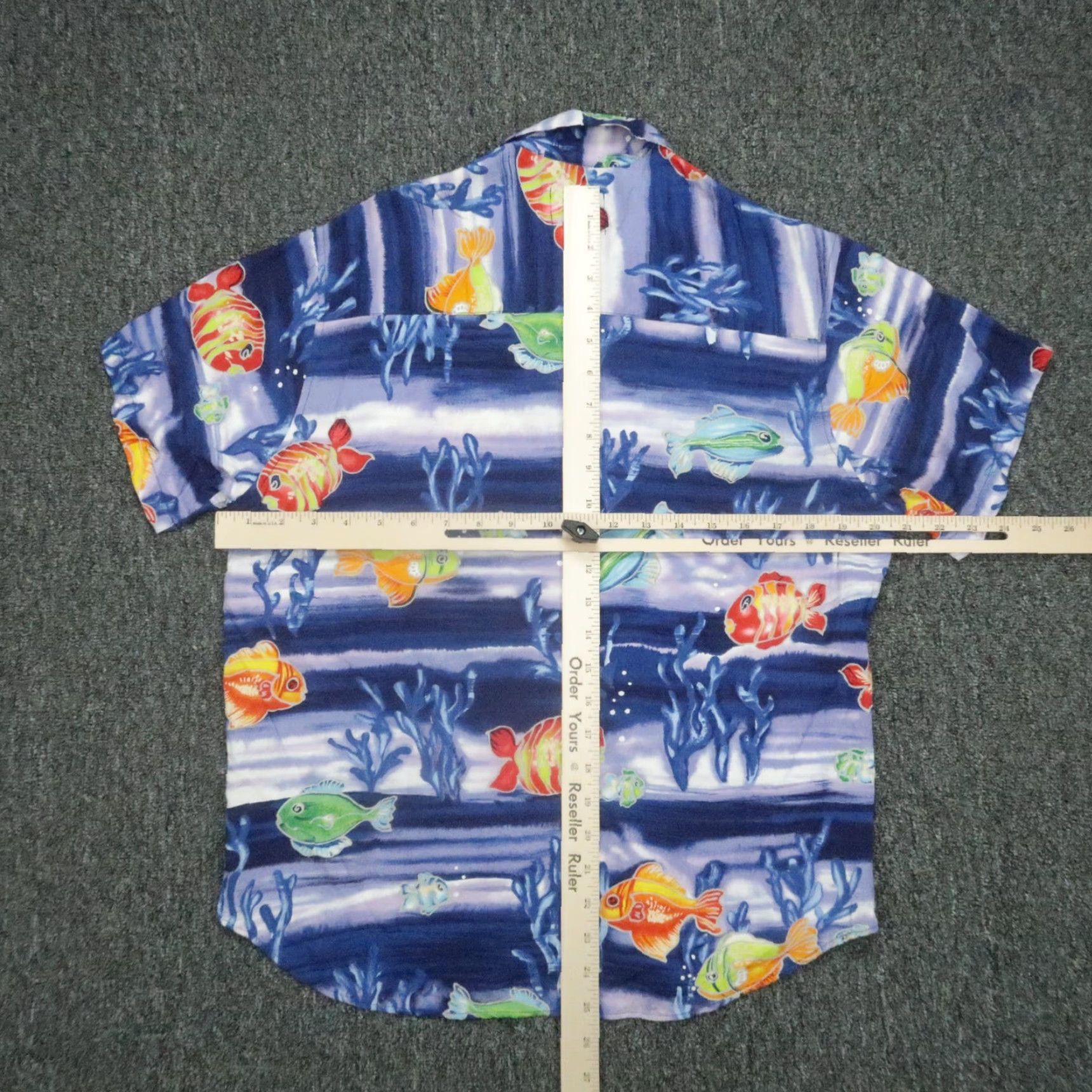 Jams World Jams World Shirt Mens Large Blue Talking Fish Rayon Short Sleeve Hawaiian USA Vintage Geometric Pattern Button-Up Size US L / EU 52-54 / 3 - 6 Thumbnail