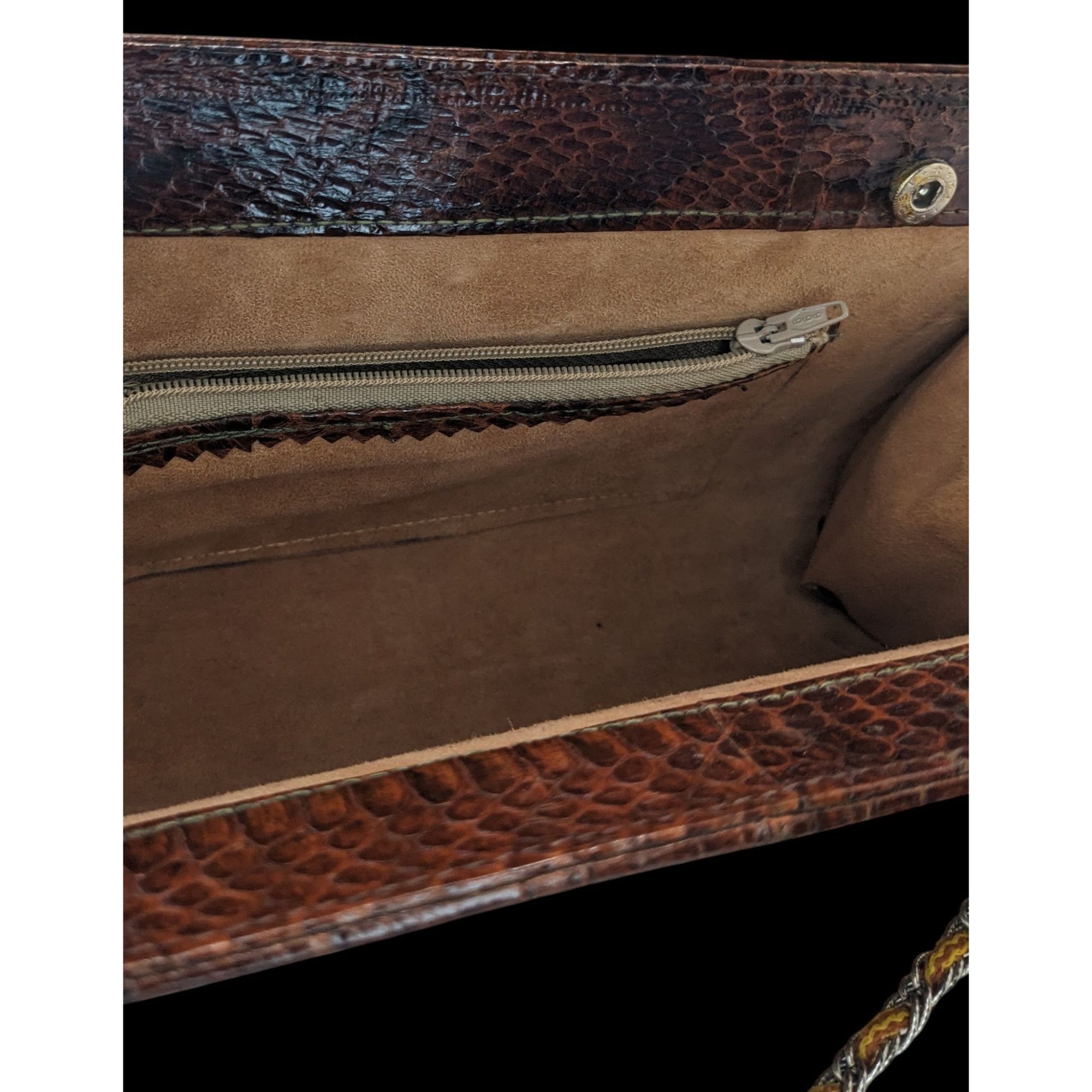Other Vintage Patchwork Snakeskin Leather Clutch With Chain Strap Size ONE SIZE - 3 Thumbnail