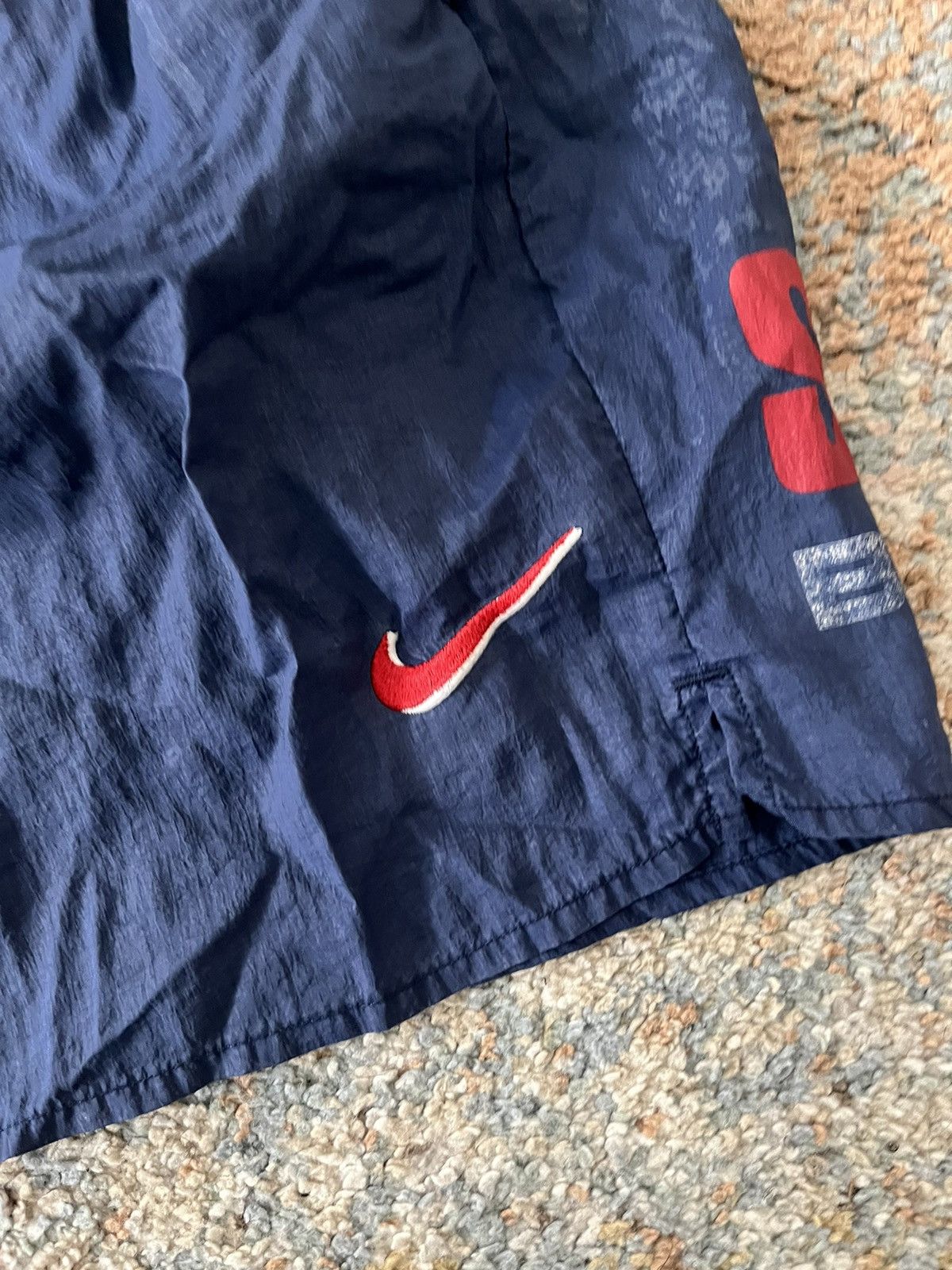Nike × Vintage VTG Nike Drill Swishy Shorts sz L RARE Swoops Size US 32 / EU 48 - 7 Thumbnail