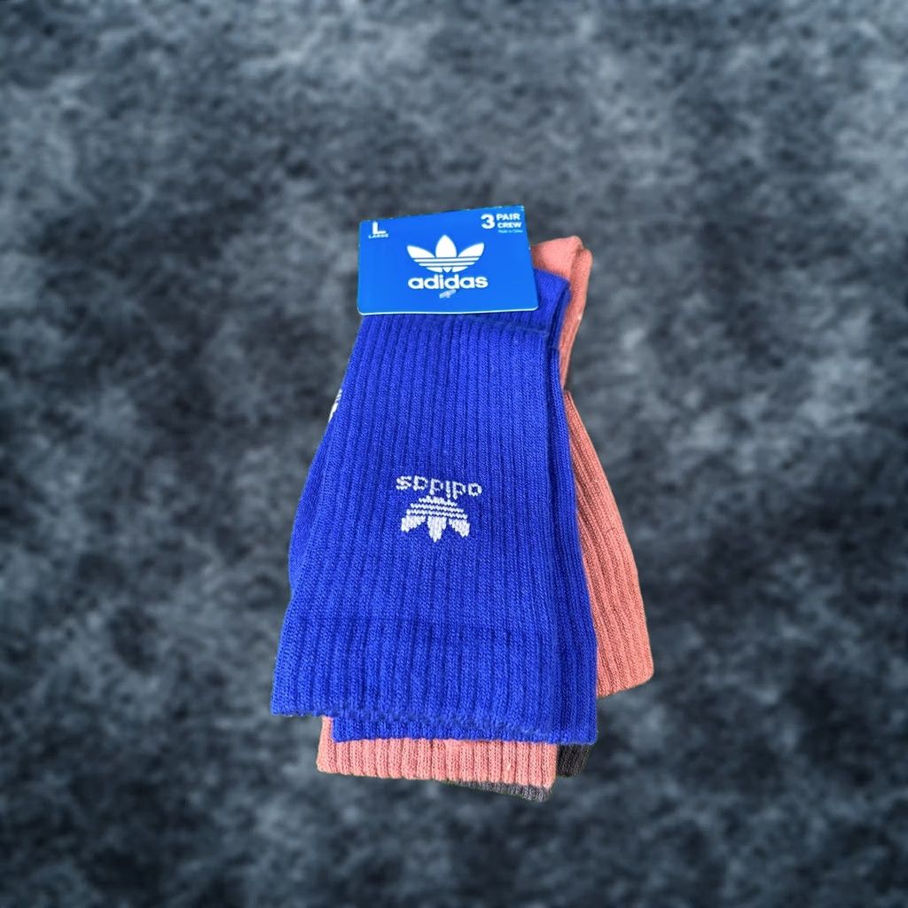 Adidas VINTAGE Adidas Crew Socks 3 Pair Pack Moisture Wicking Comfort Mens Large NWT Size ONE SIZE - 1 Thumbnail