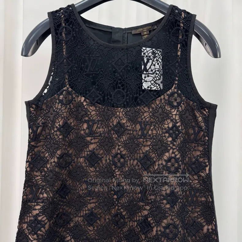 Louis Vuitton Louis Vuitton Black lace full print vest dress Size XS / US 0-2 / IT 36-38 - 3 Thumbnail