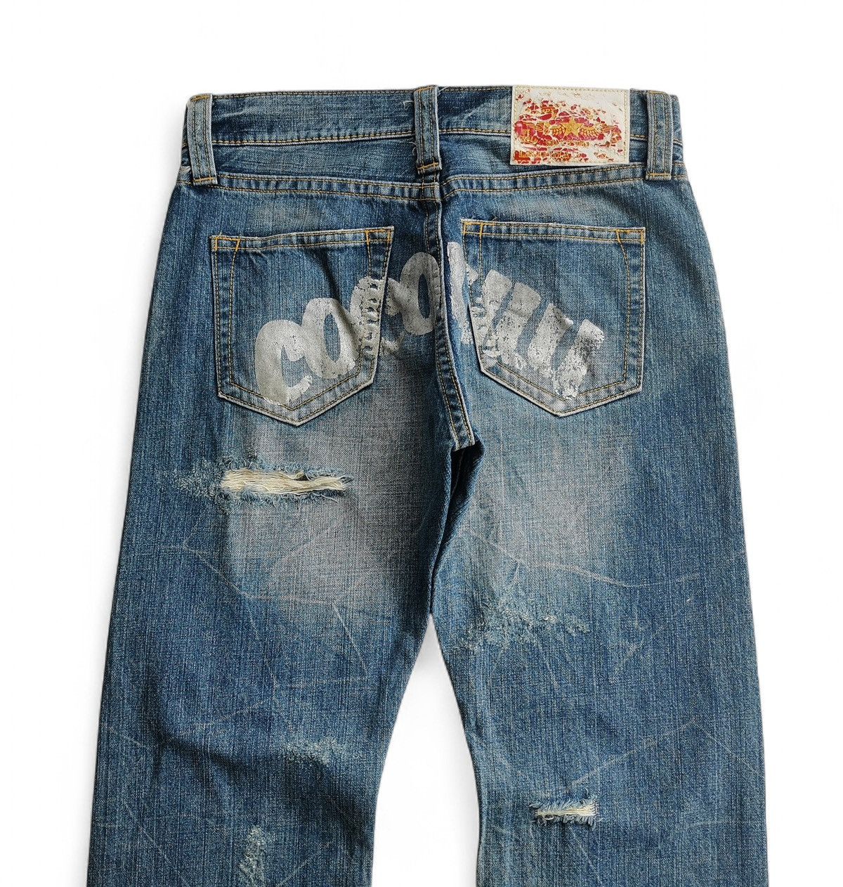 Vintage Flare Co&Lu Distressed Light Wash Jeans Red Accents Size US 32 / EU 48 - 1 Thumbnail