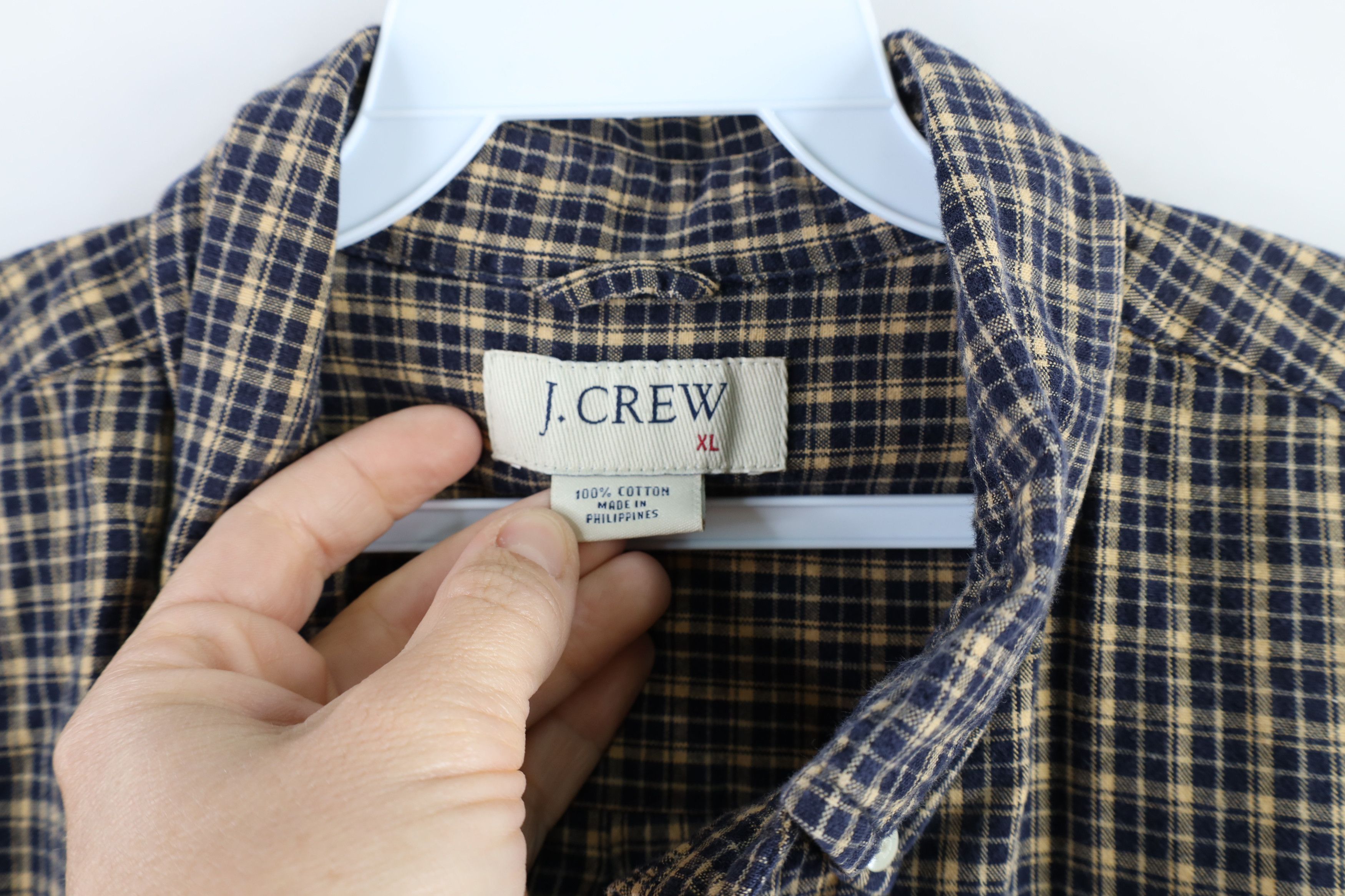 J.Crew × Vintage Vintage 90s J Crew Flannel Button Shirt Plaid Cotton Size US XL / EU 56 / 4 - 4 Thumbnail